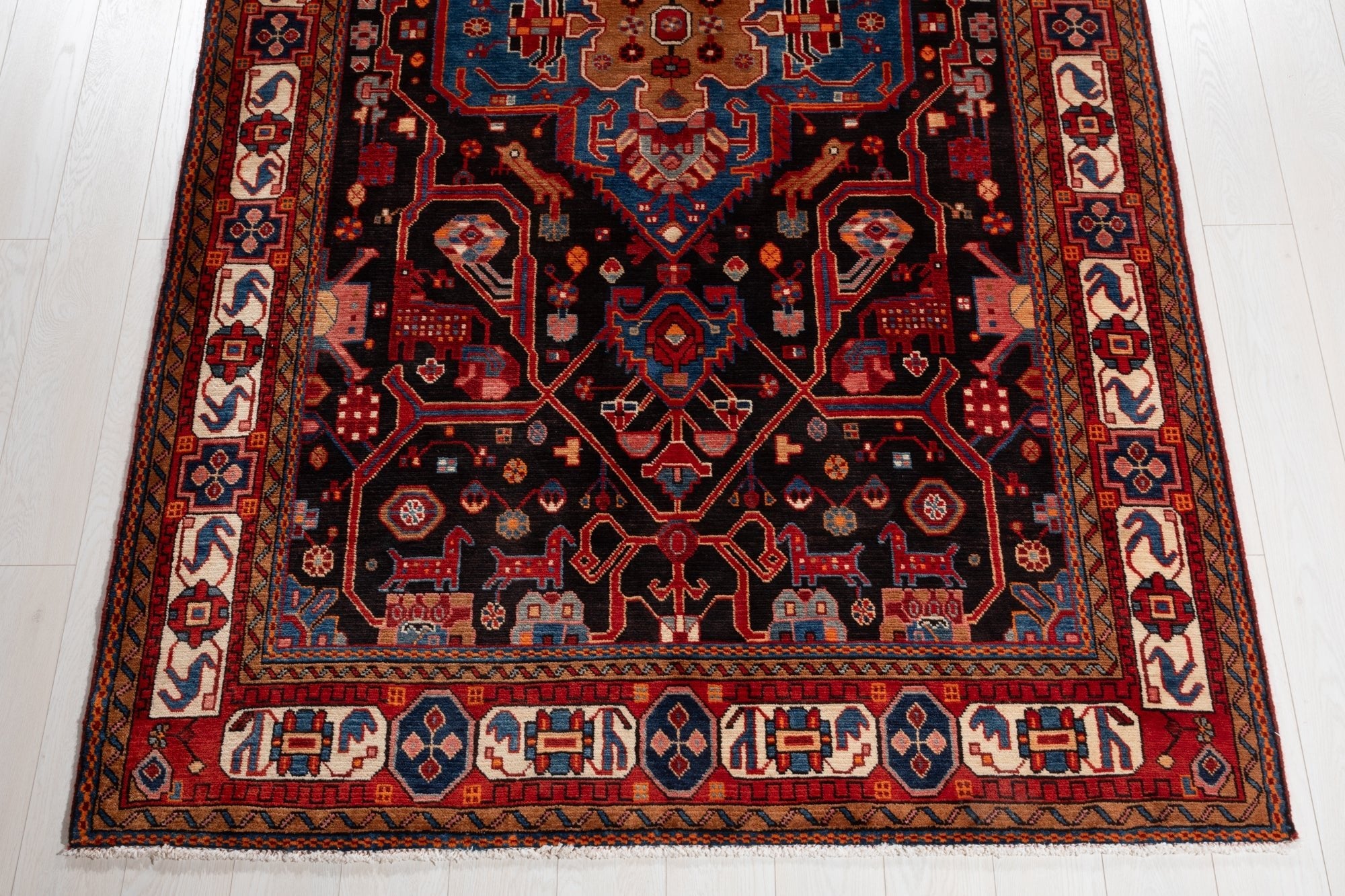 Hand-Knotted Vintage Wool Area Rug – 9' 5" x 5' 6" (288 × 167 cm) - Yasi & Fara