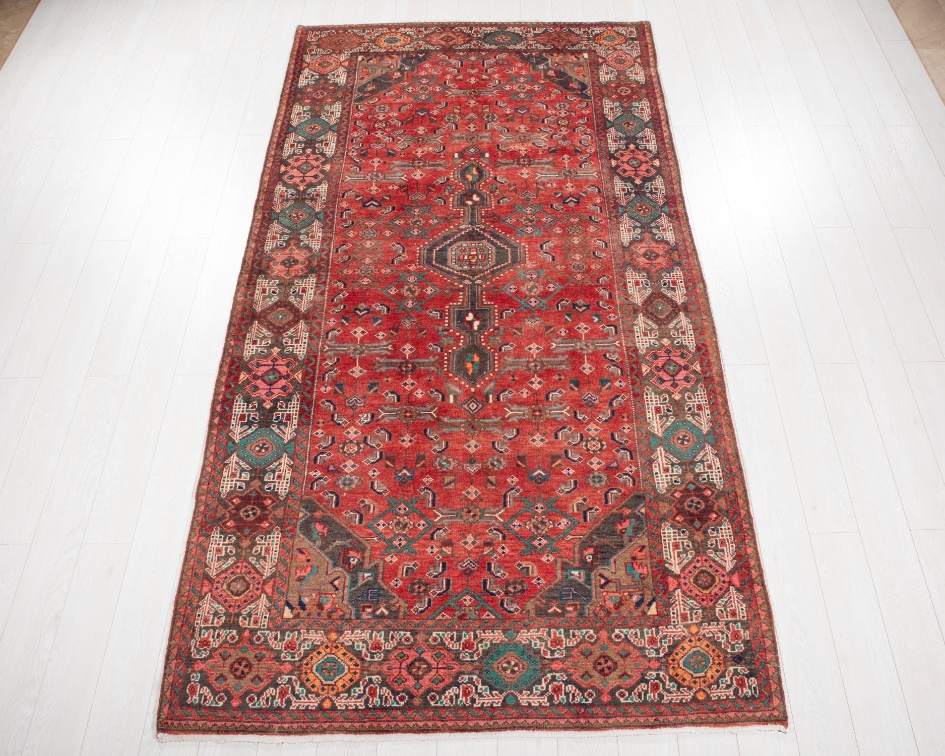 Hand-Knotted Vintage Wool Area Rug – 10' 2" x 5' 3" (310 × 160 cm) - Yasi & Fara