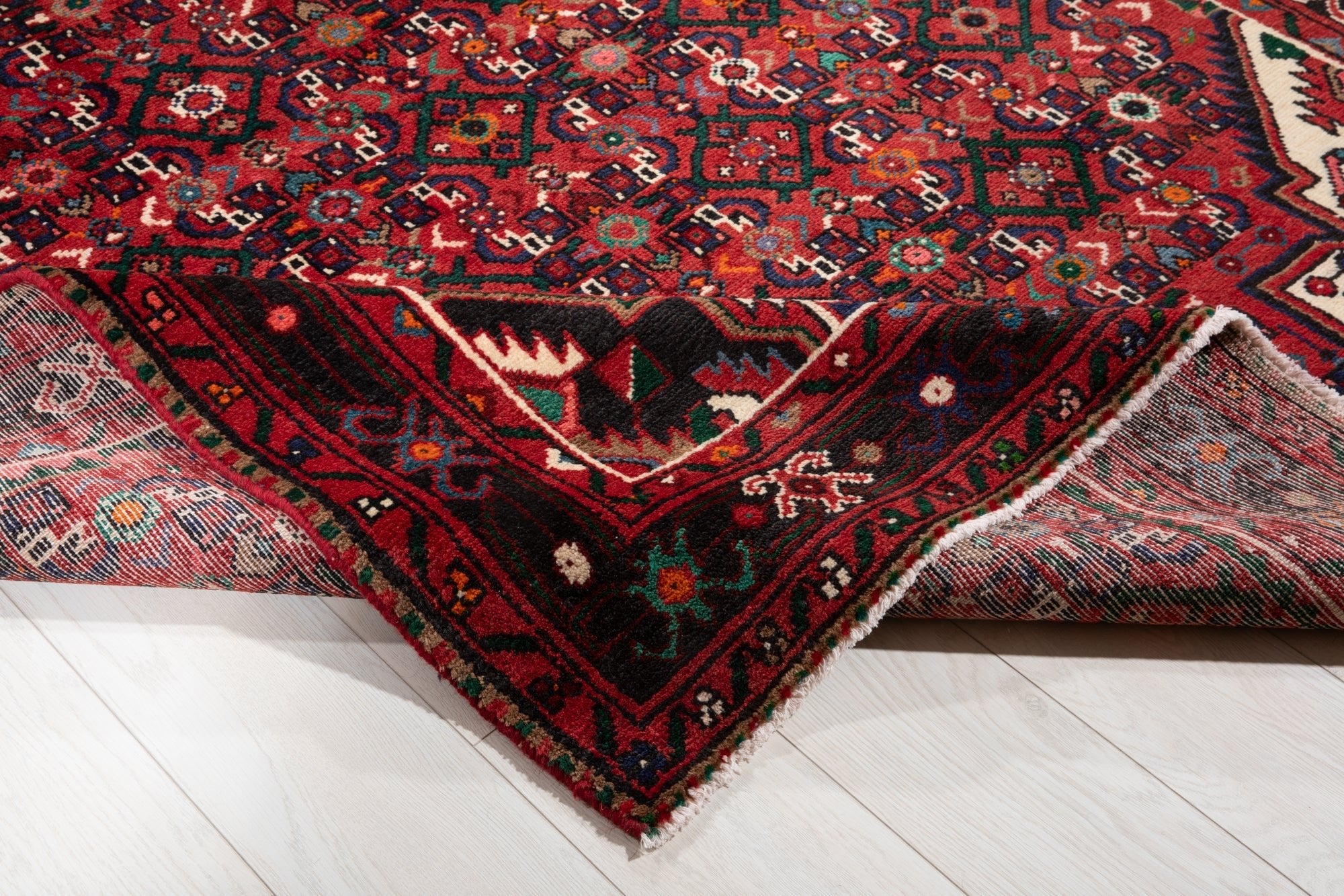 Hand-Knotted Vintage Wool Area Rug – 10' 10" x 5' 3" (331 × 161 cm) - Yasi & Fara