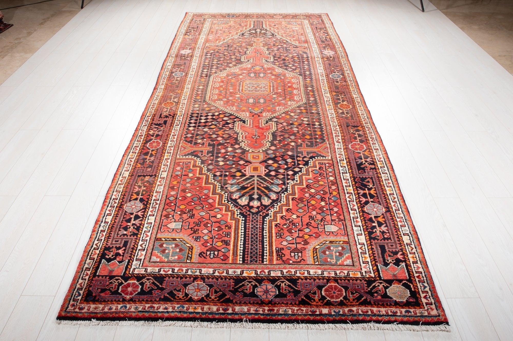 Hand-Knotted Vintage Wool Area Rug – 11' 8" x 5' 1" (355 × 154 cm - Yasi & Fara