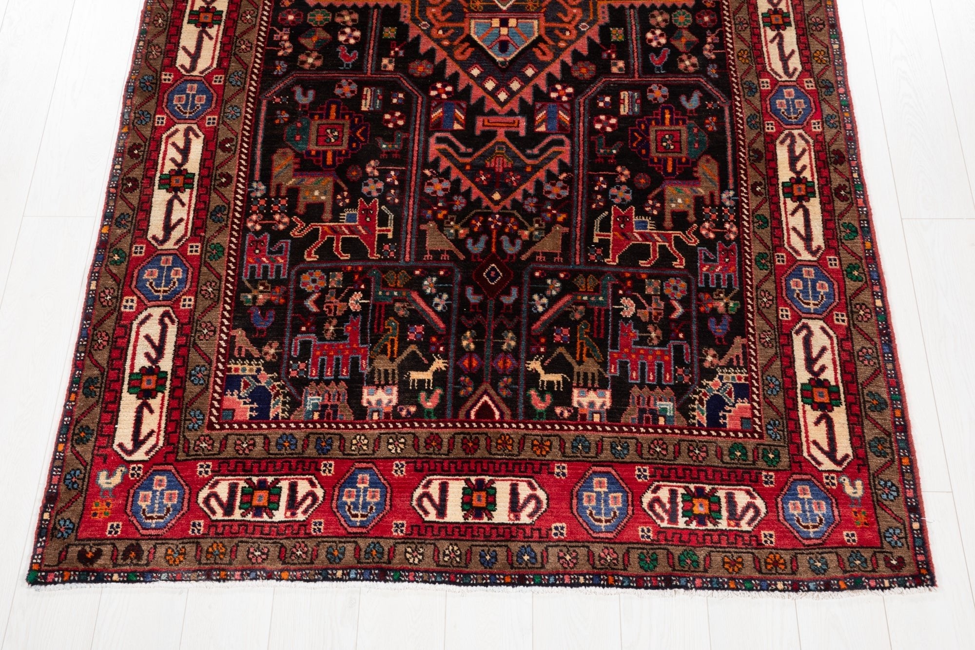 Hand-Knotted Vintage Wool Area Rug – 10' 2" x 5' (310 × 153 cm) - Yasi & Fara