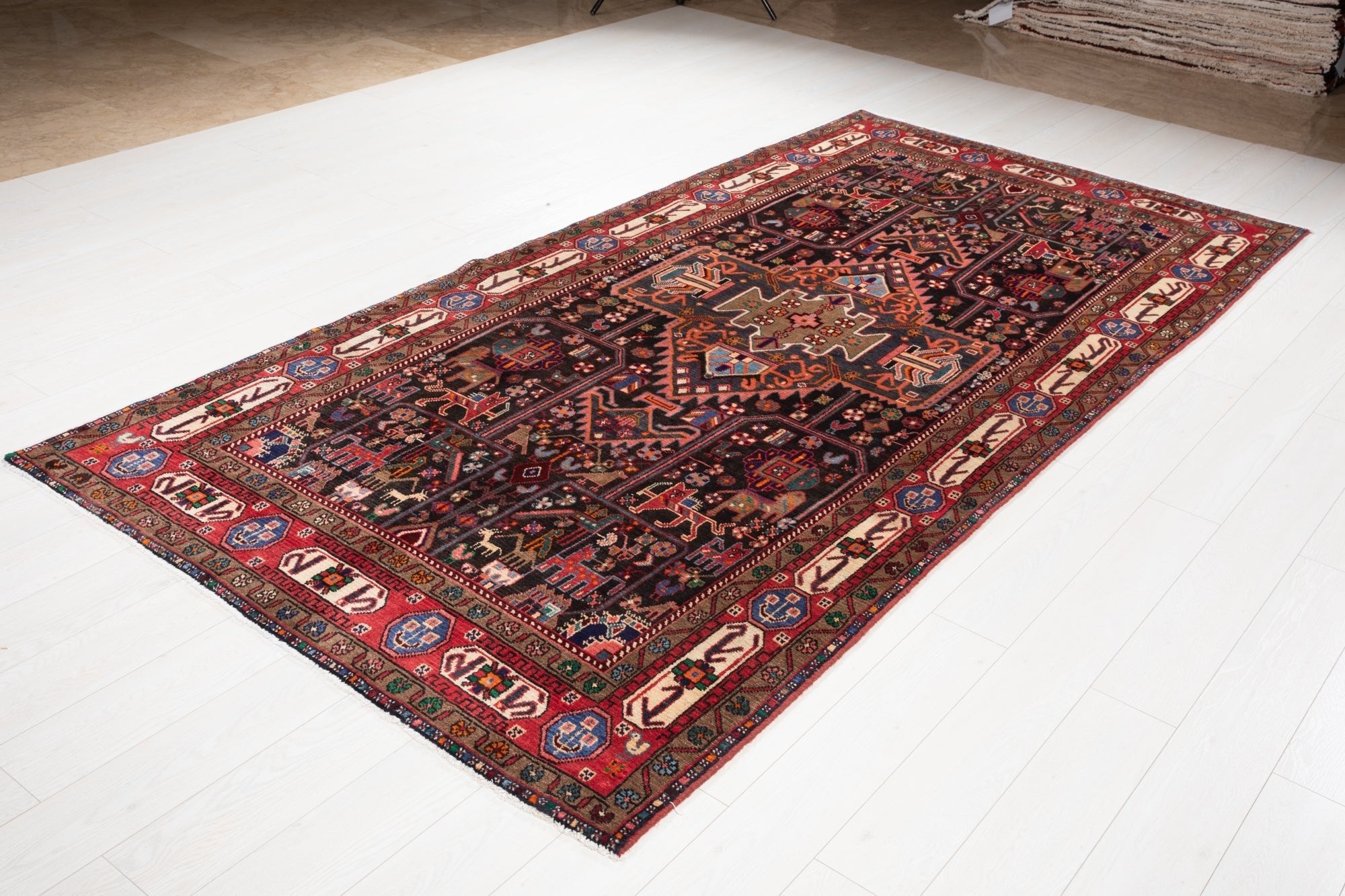 Hand-Knotted Vintage Wool Area Rug – 10' 2" x 5' (310 × 153 cm) - Yasi & Fara