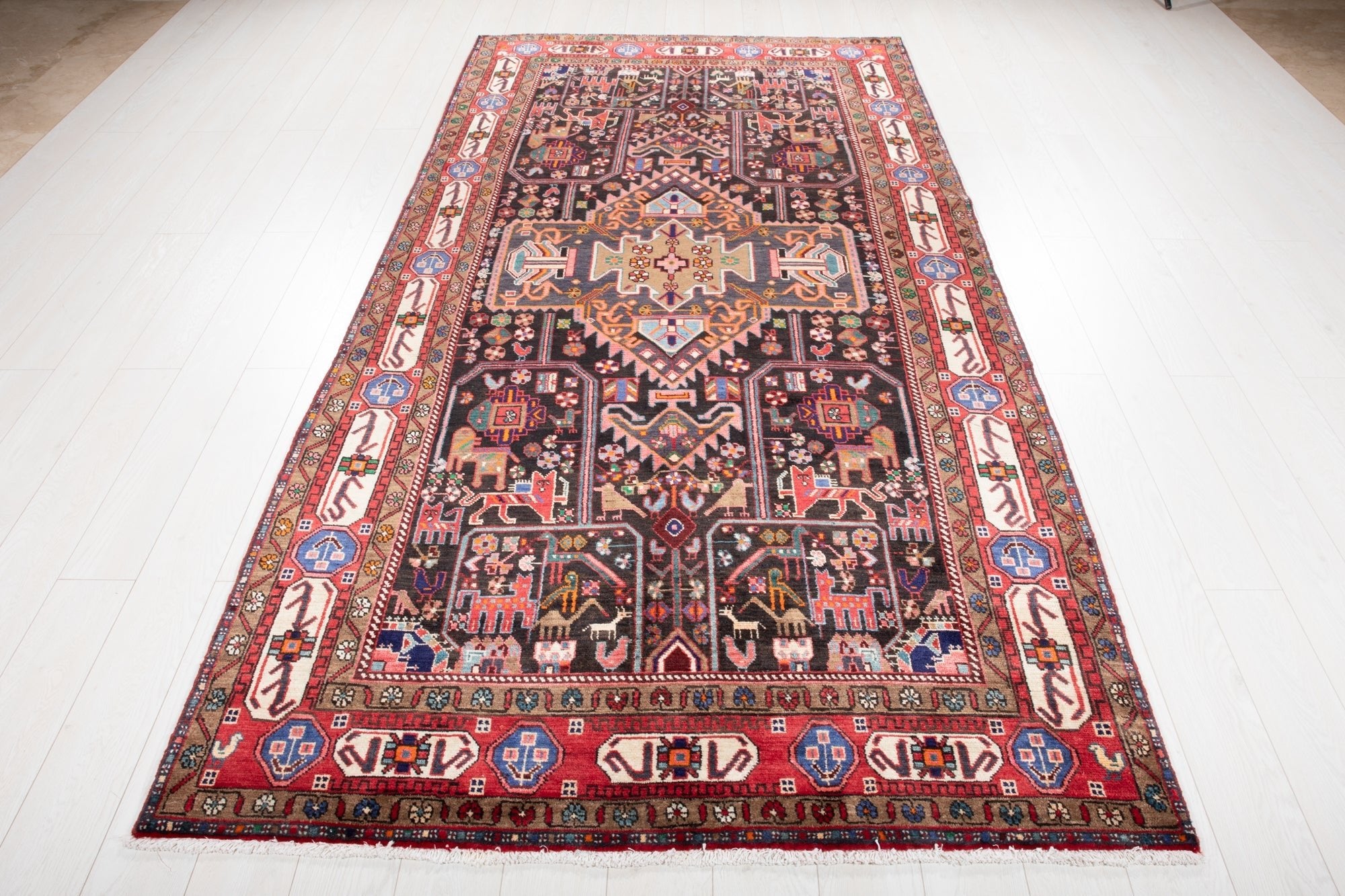 Hand-Knotted Vintage Wool Area Rug – 10' 2" x 5' (310 × 153 cm) - Yasi & Fara