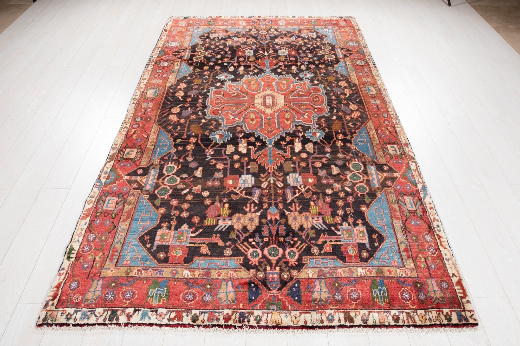 Hand-Knotted Vintage Wool Area Rug – 9' 2" x 5' 4" (279 × 162 cm) - Yasi & Fara