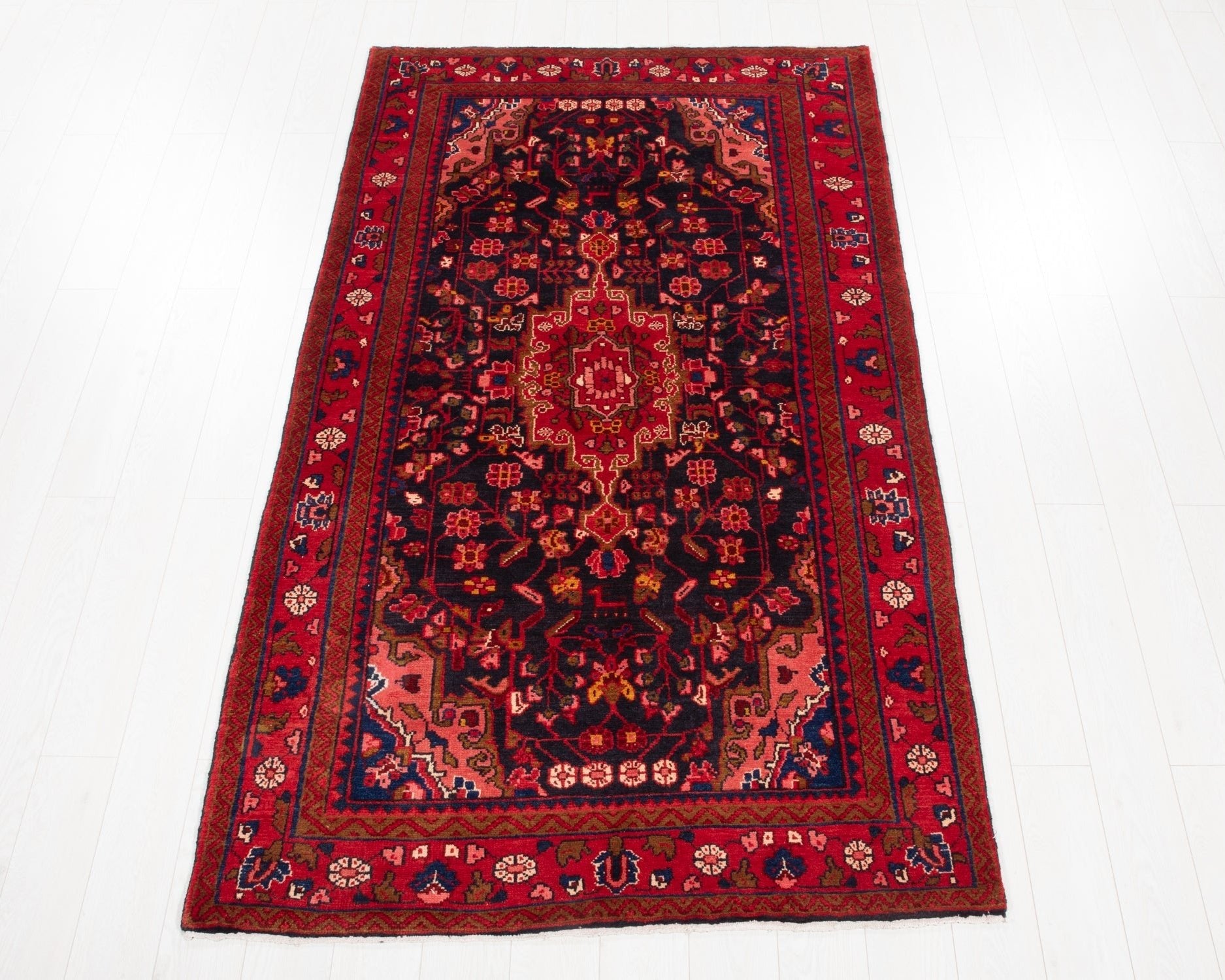 Hand-Knotted Vintage Wool Area Rug – 8' 2" x 4' 6" (249 × 138 cm) - Yasi & Fara