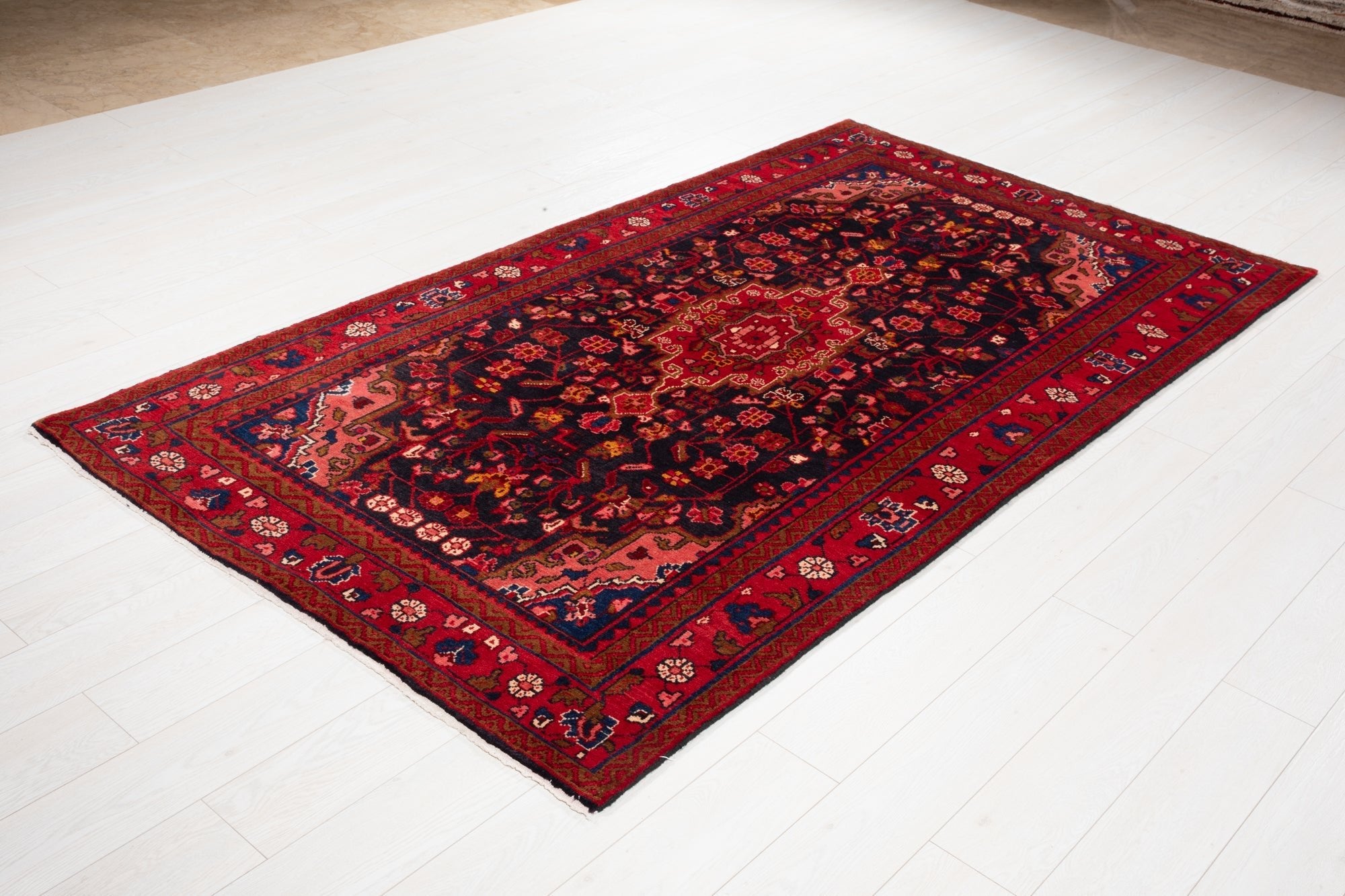 Hand-Knotted Vintage Wool Area Rug – 8' 2" x 4' 6" (249 × 138 cm) - Yasi & Fara