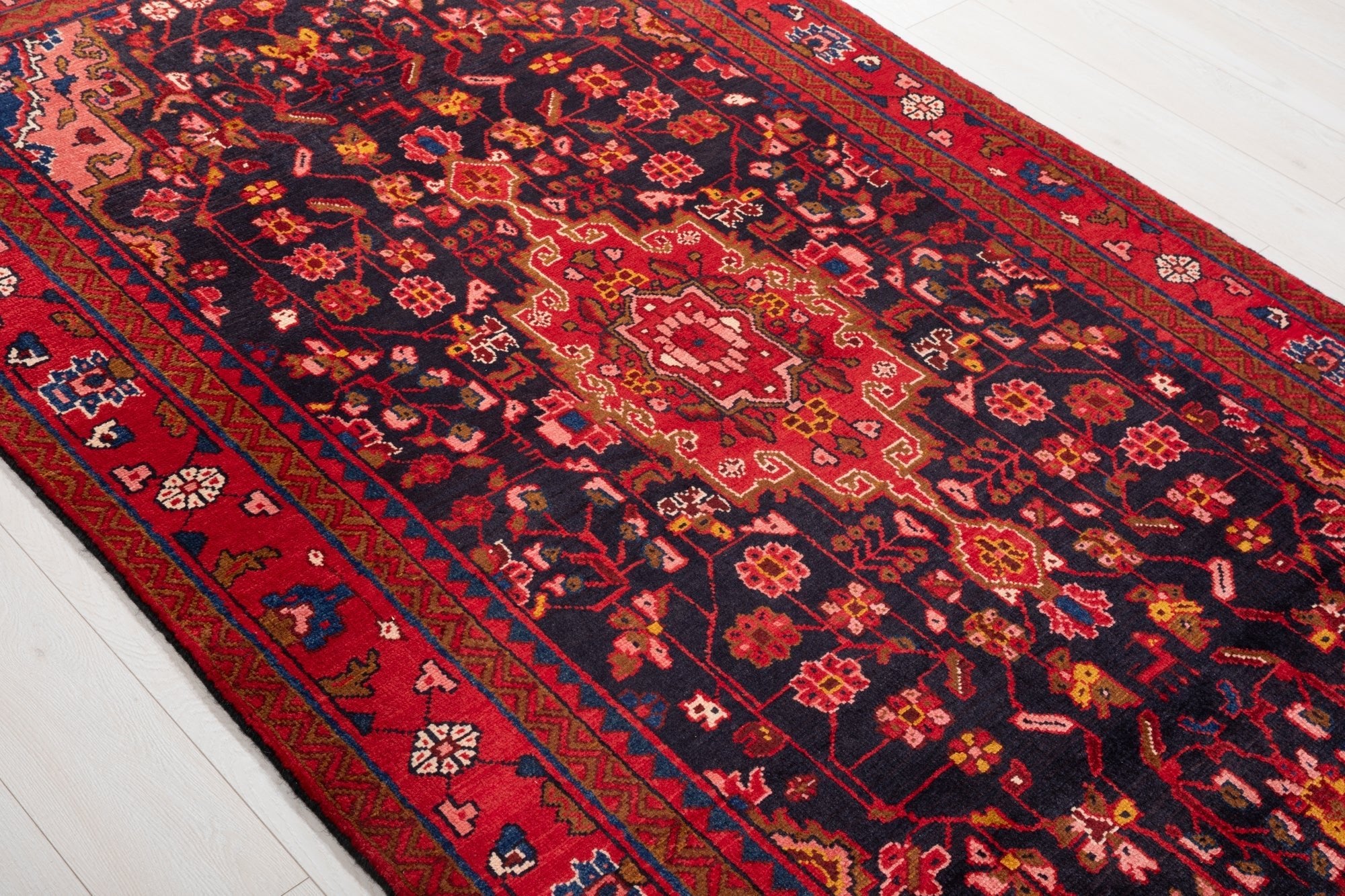Hand-Knotted Vintage Wool Area Rug – 8' 2" x 4' 6" (249 × 138 cm) - Yasi & Fara