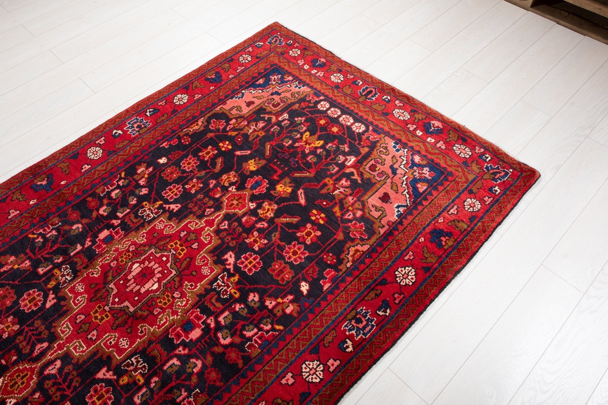 Hand-Knotted Vintage Wool Area Rug – 8' 2" x 4' 6" (249 × 138 cm) - Yasi & Fara