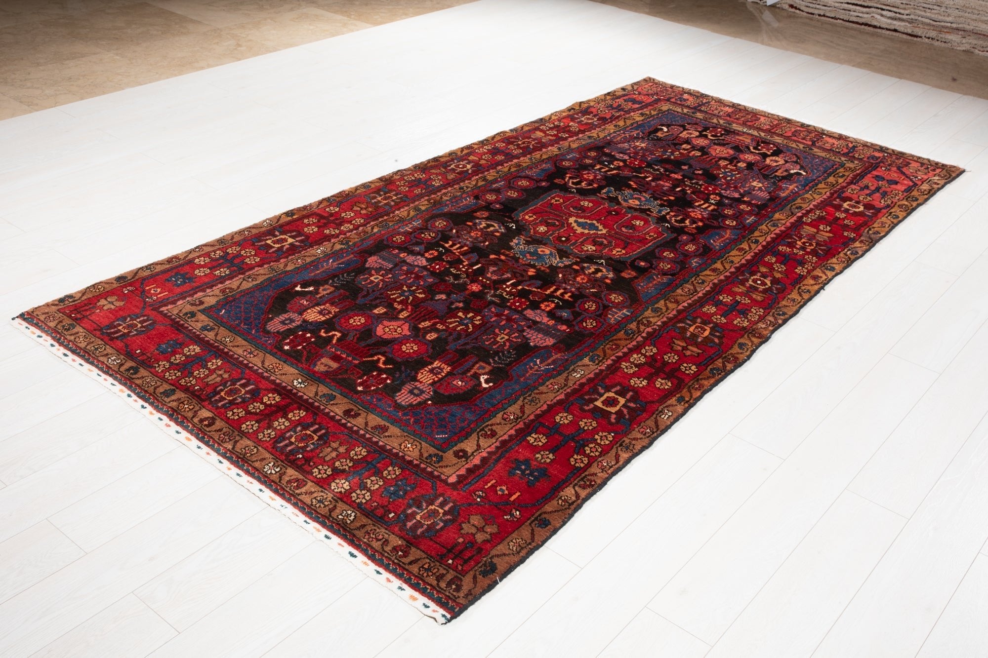 Hand-Knotted Vintage Wool Area Rug – 9' 8" x 4' 9" (296 × 146 cm) - Yasi & Fara