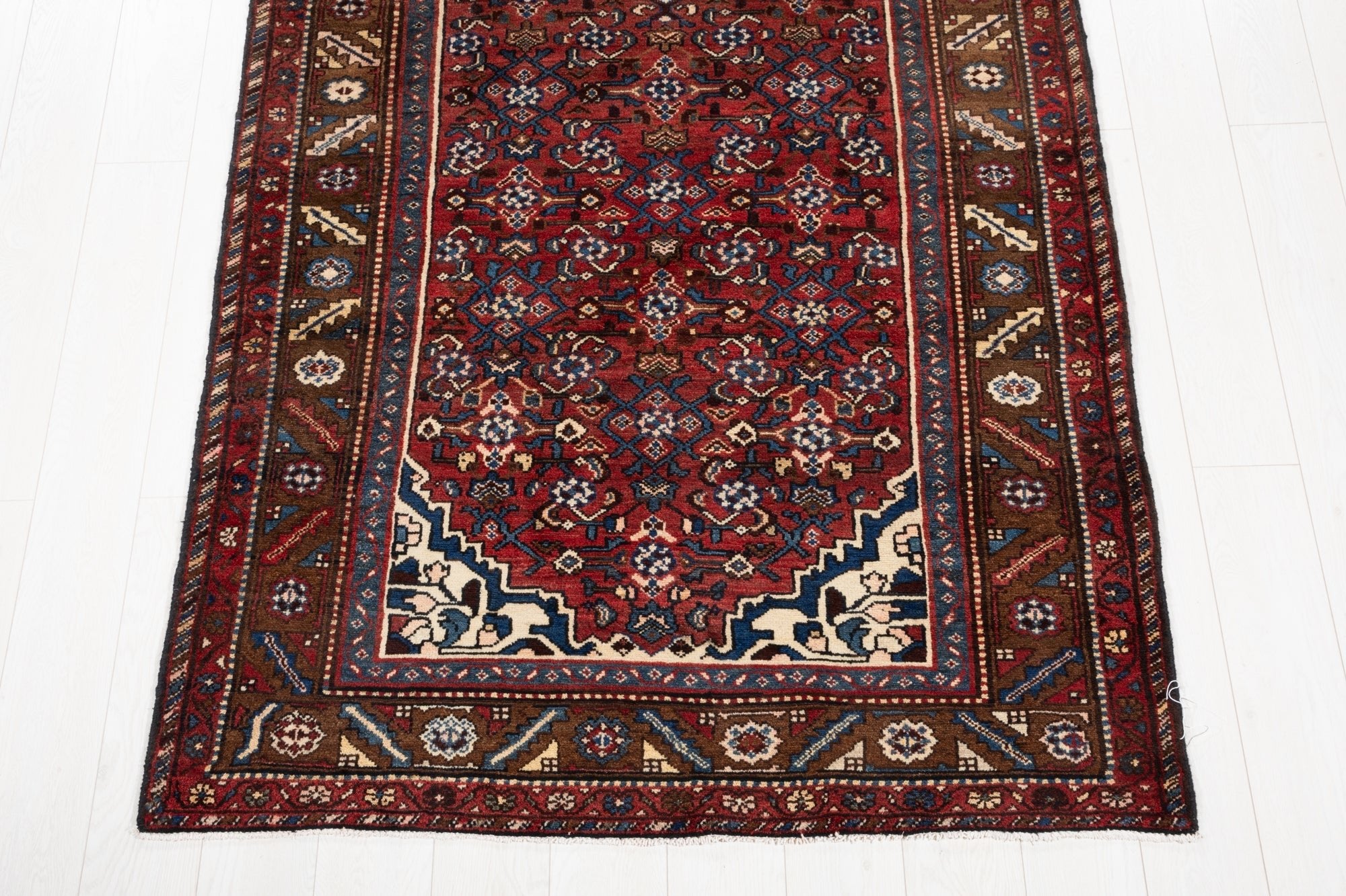 Hand-Knotted Vintage Wool Runner Rug – 10' 6" x 4' 4" (319 × 133 cm) - Yasi & Fara