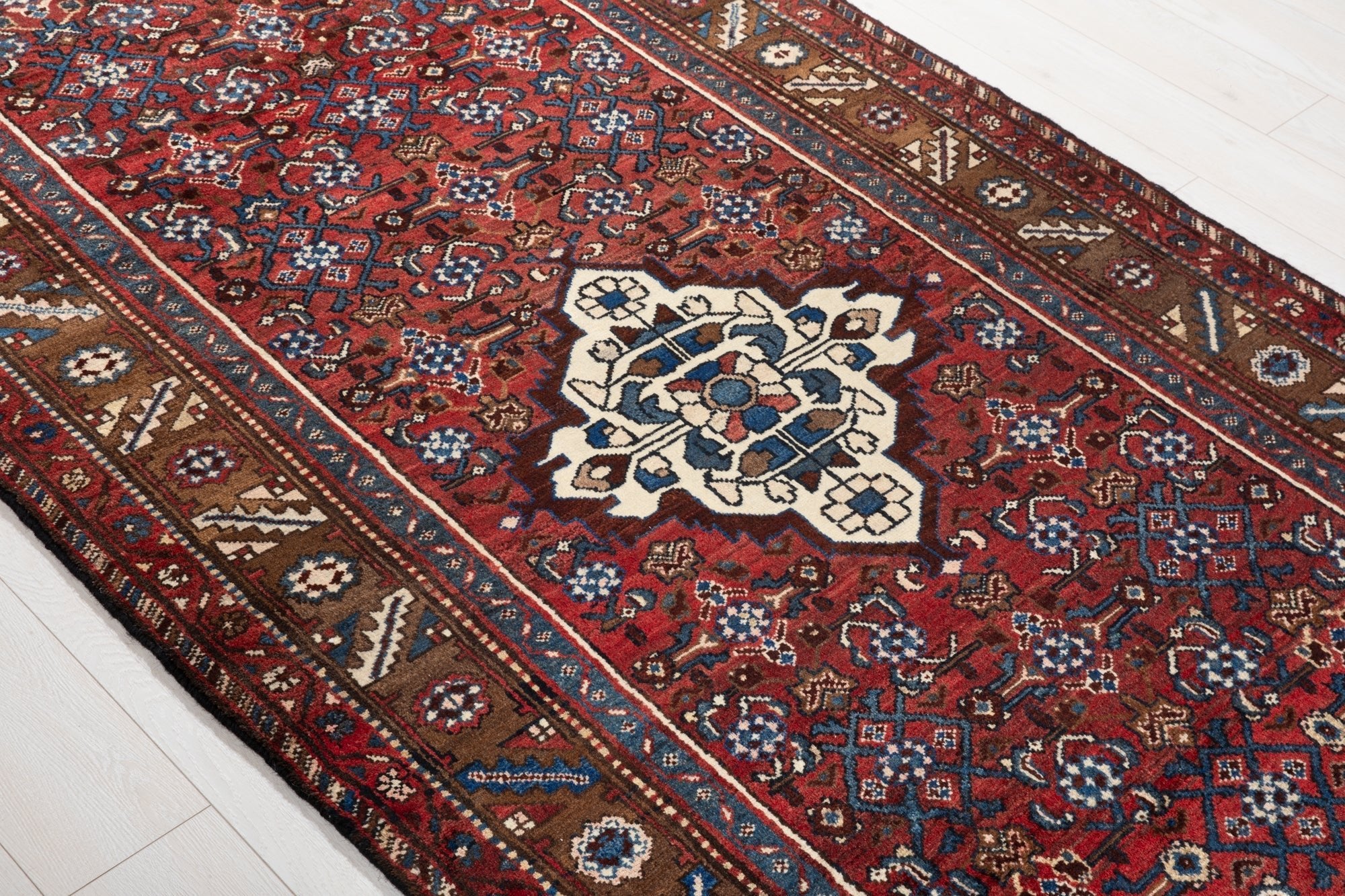 Hand-Knotted Vintage Wool Runner Rug – 10' 6" x 4' 4" (319 × 133 cm) - Yasi & Fara
