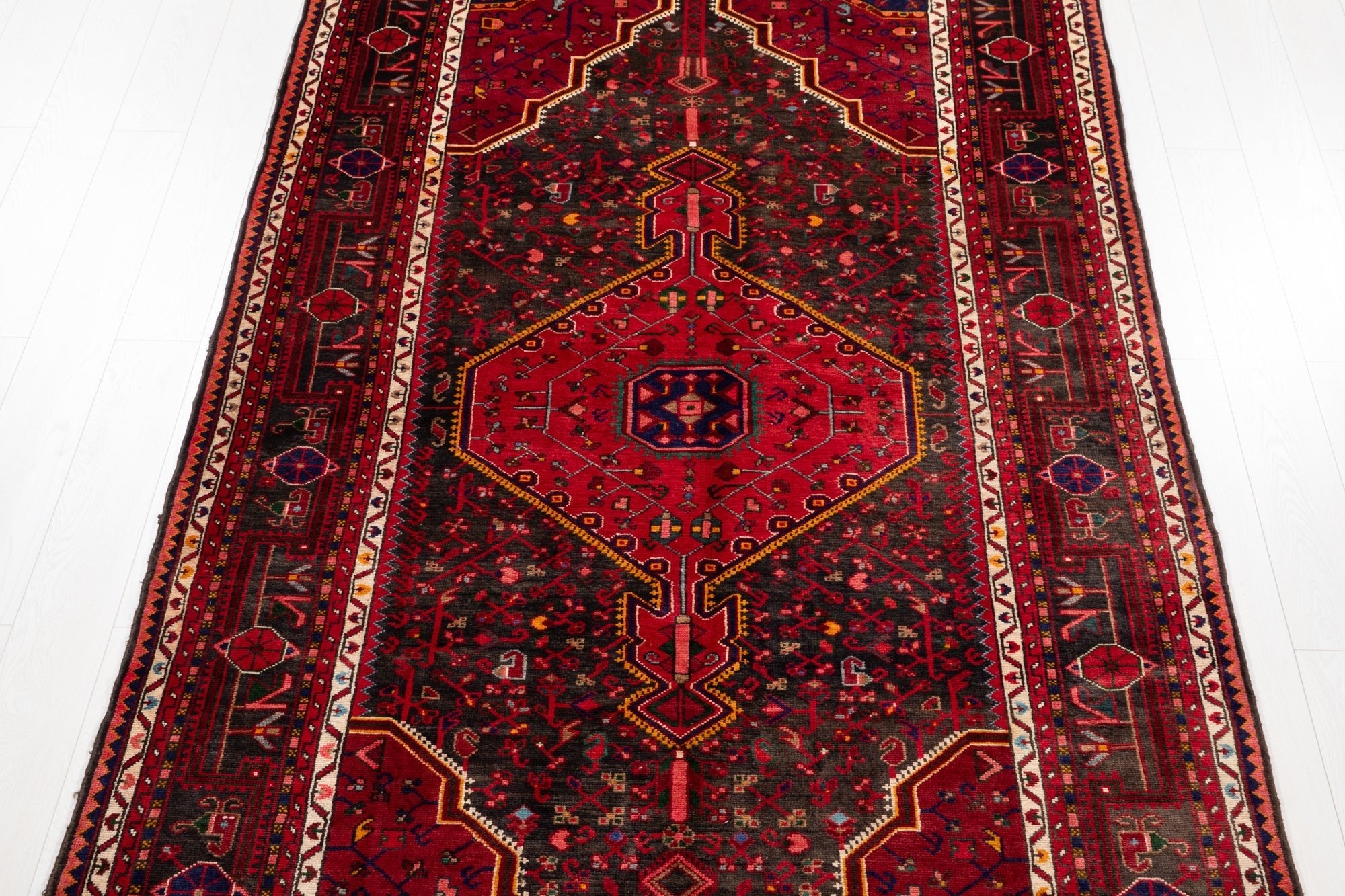 Hand-Knotted Vintage Wool Area Rug – 10' 6" x 5' 5" (320 × 164 cm) - Yasi & Fara