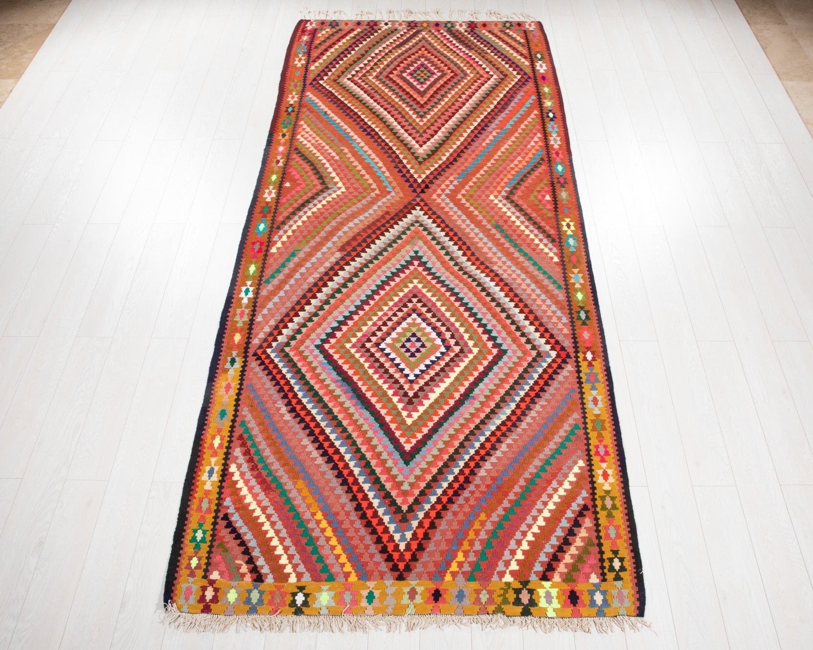 Handwoven Vintage Wool Kilim Rug – 11' x 4' 9" (335 x 144 cm) - Yasi & Fara