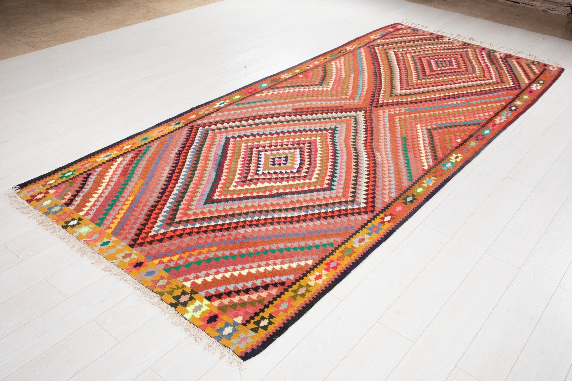 Handwoven Vintage Wool Kilim Rug – 11' x 4' 9" (335 x 144 cm) - Yasi & Fara