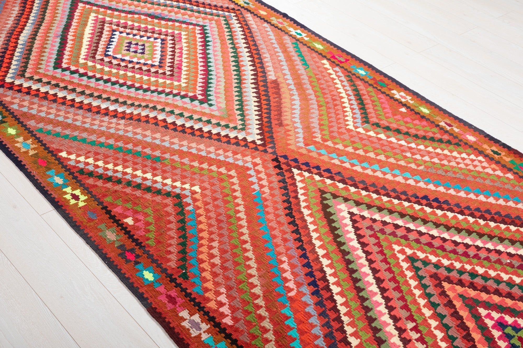 Handwoven Vintage Wool Kilim Rug – 11' x 4' 9" (335 x 144 cm) - Yasi & Fara