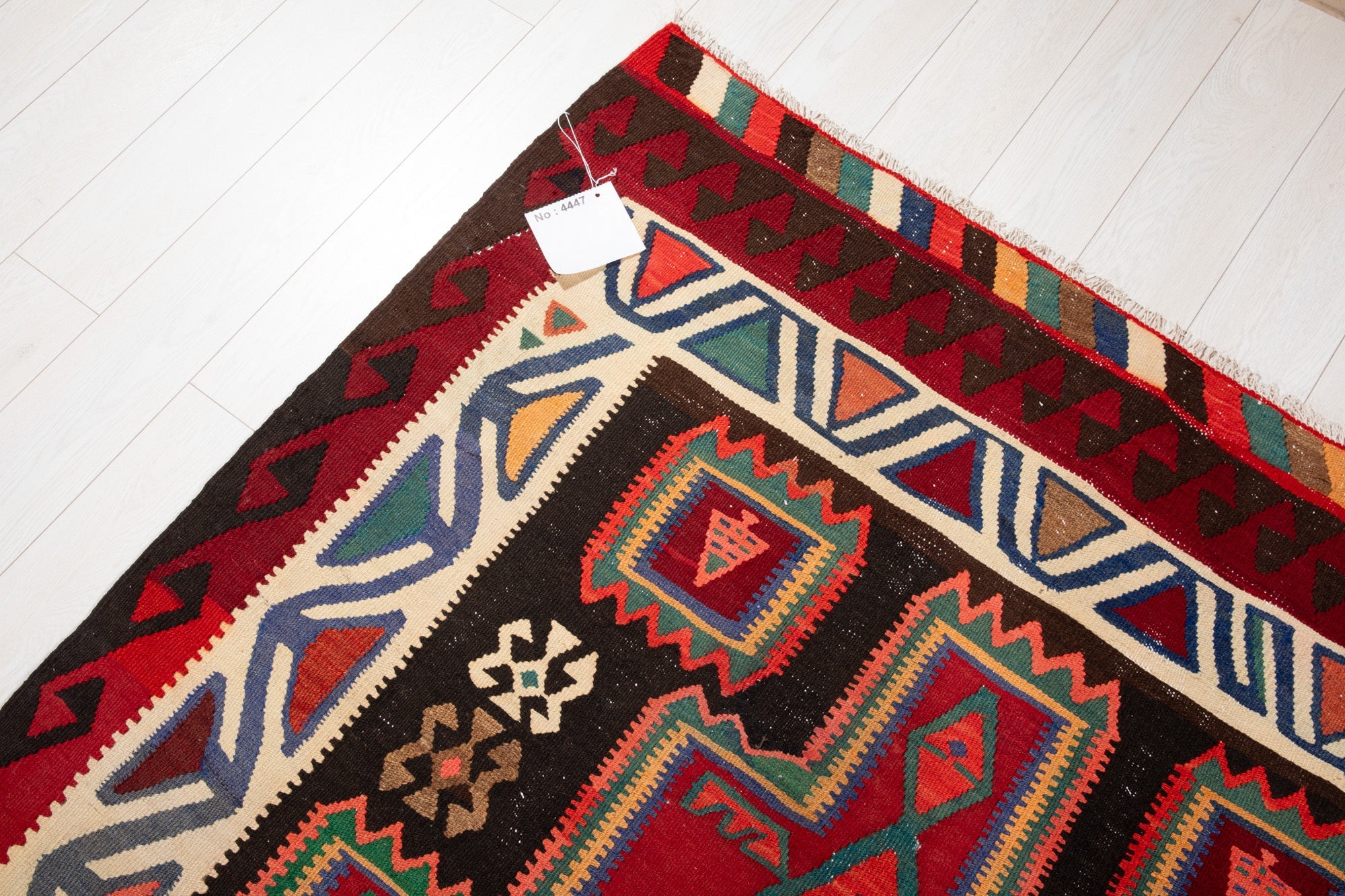 Handwoven Vintage Wool Kilim Rug – 14' x 5' 2" (428 x 158 cm) - Yasi & Fara