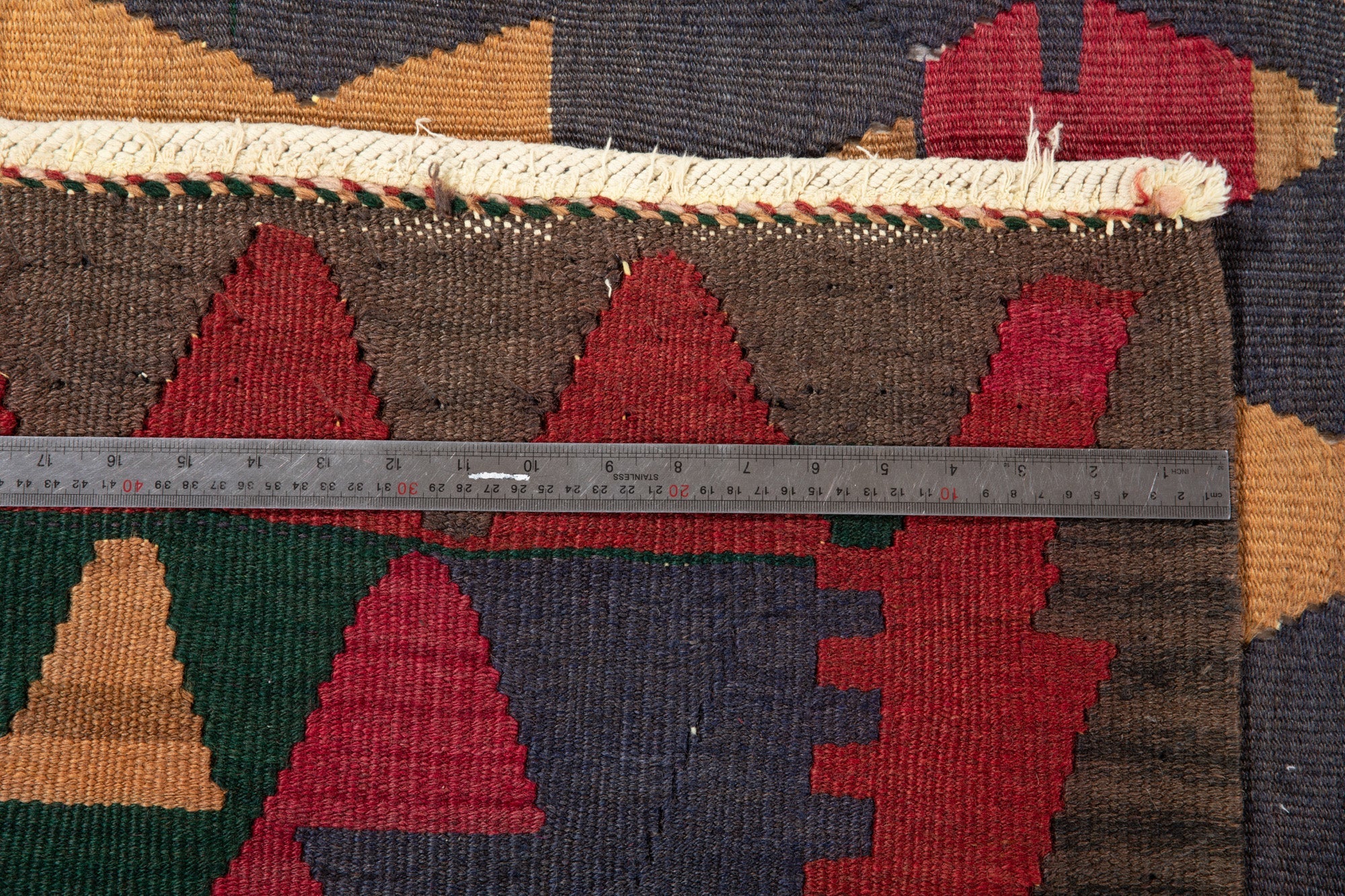 Handwoven Vintage Wool Kilim Rug – 11' 9" x 4' 9" (357 x 145 cm) - Yasi & Fara