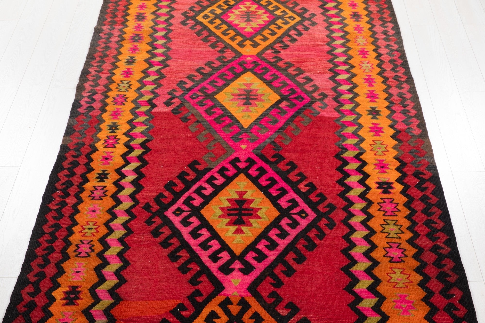 Handwoven Vintage Wool Kilim Rug – 12' 7" x 5' 6" (383 x 168 cm) - Yasi & Fara