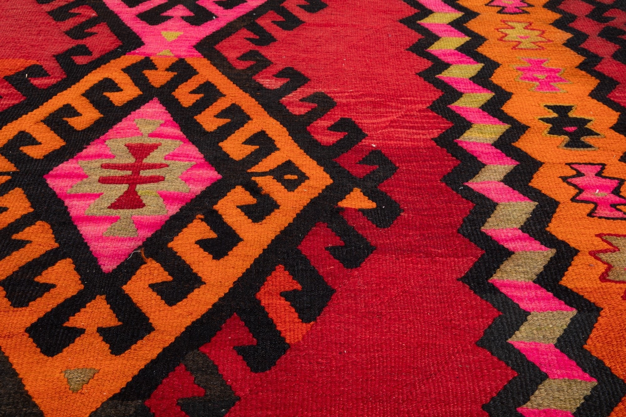 Handwoven Vintage Wool Kilim Rug – 12' 7" x 5' 6" (383 x 168 cm) - Yasi & Fara