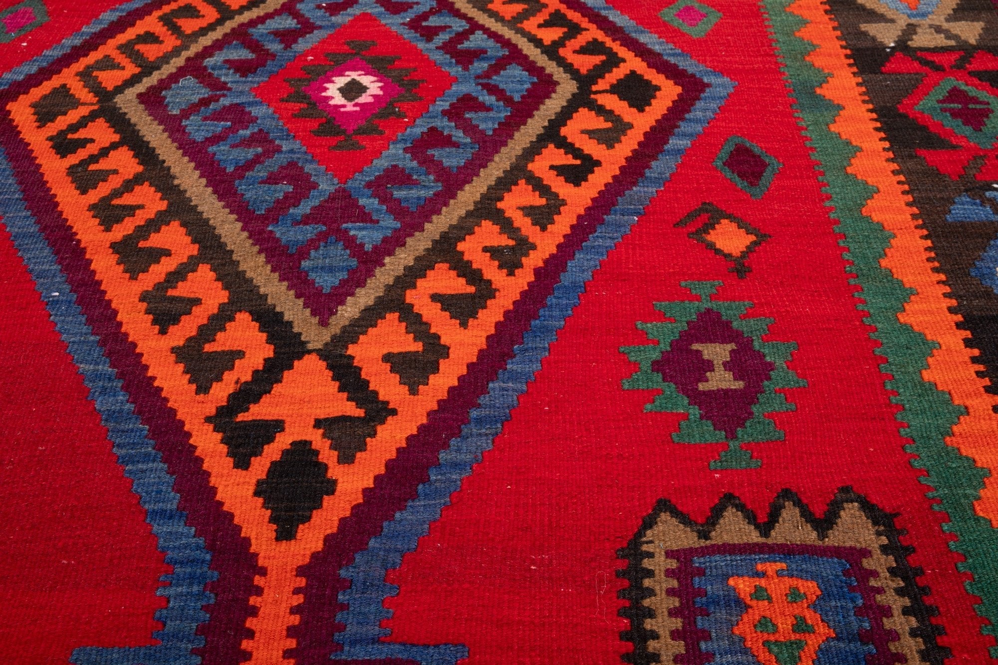 Handwoven Vintage Wool Kilim Rug – 13' 3" x 5' 2" (404 x 156 cm) - Yasi & Fara
