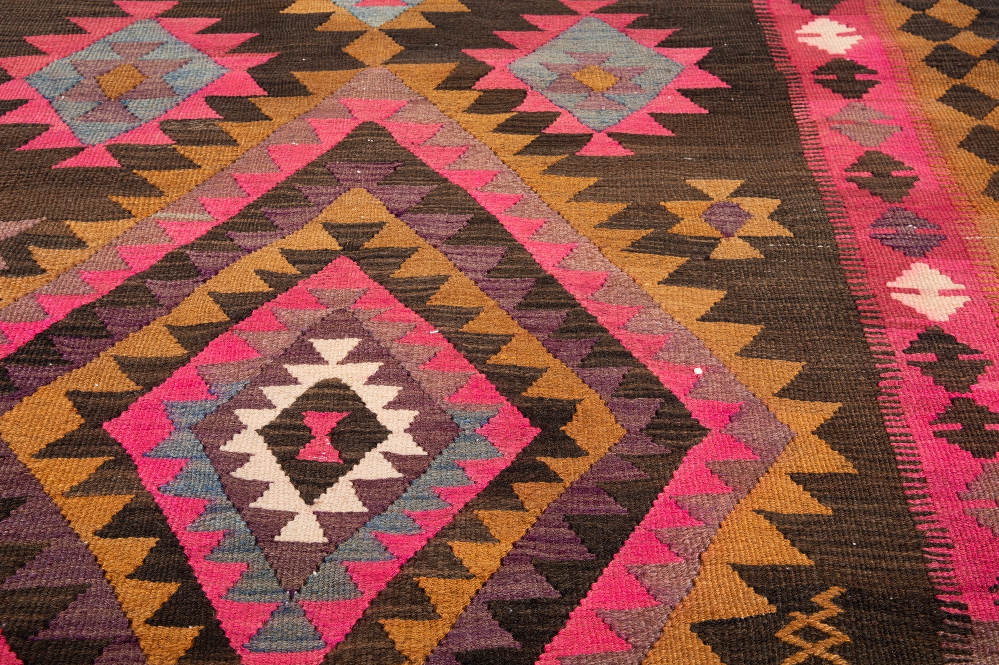 Handwoven Vintage Wool Kilim Runner Rug – 14' x 4' 2" (427 x 128 cm) - Yasi & Fara