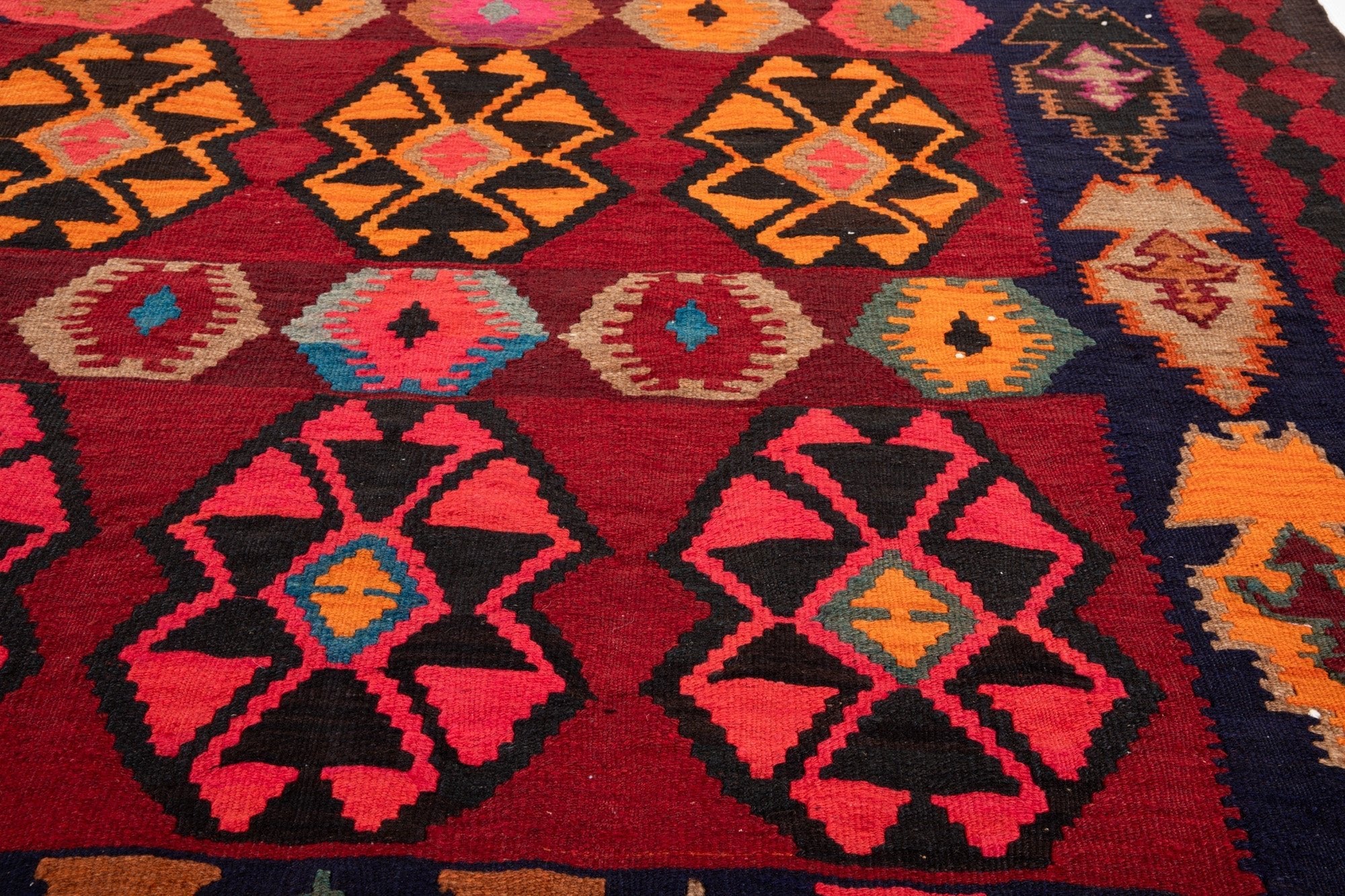 Handwoven Vintage Wool Kilim Rug – 11' 8" x 5' 1" (356 x 155 cm) - Yasi & Fara
