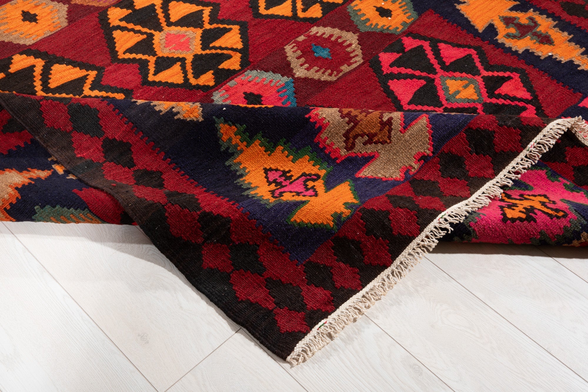Handwoven Vintage Wool Kilim Rug – 11' 8" x 5' 1" (356 x 155 cm) - Yasi & Fara