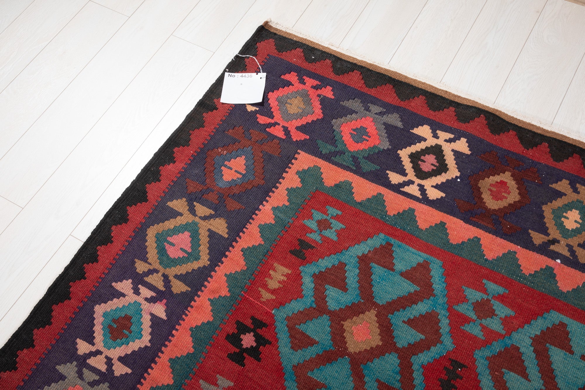 Handwoven Vintage Wool Kilim Rug – 13' 3" x 5' 6" (404 x 167 cm) - Yasi & Fara