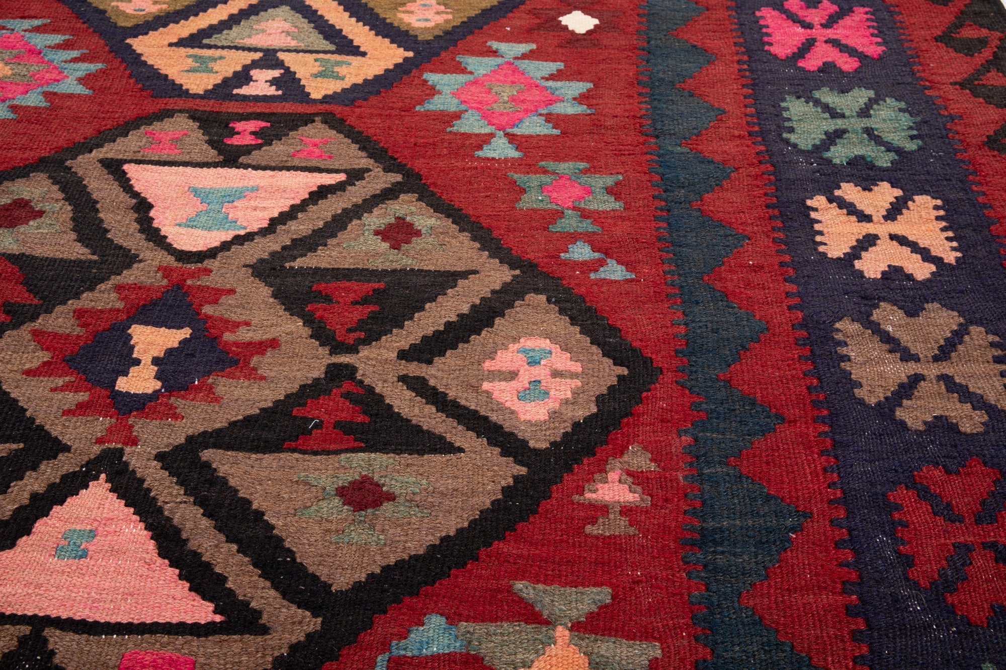 Handwoven Vintage Wool Kilim Rug – 12' 6" x 4' 8" (382 x 141 cm) - Yasi & Fara