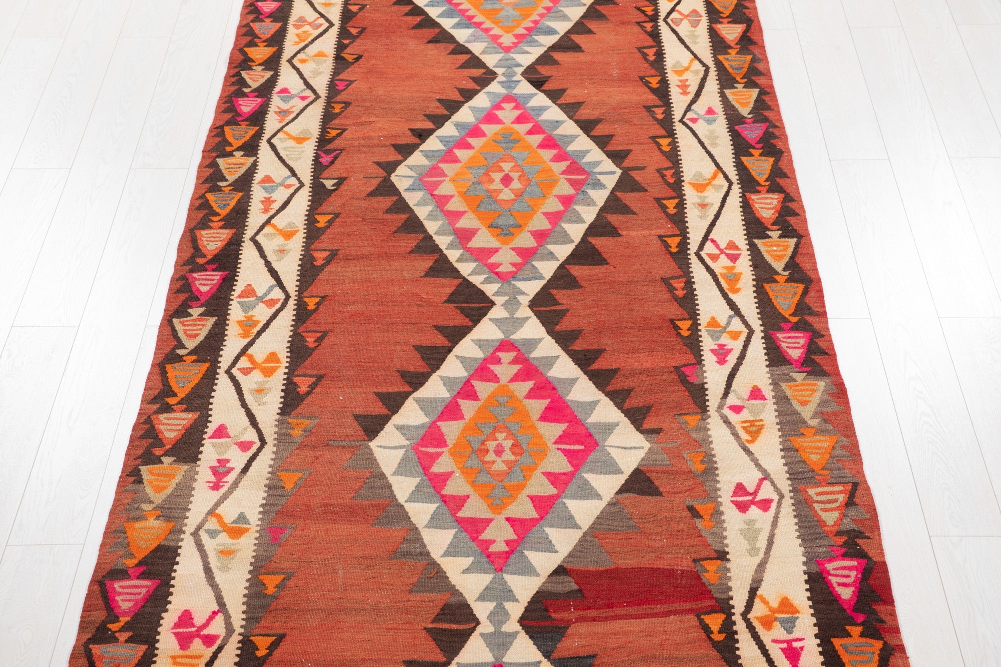 Handwoven Vintage Wool Kilim Rug – 13' 3" x 4' 10" (403 x 147 cm) - Yasi & Fara