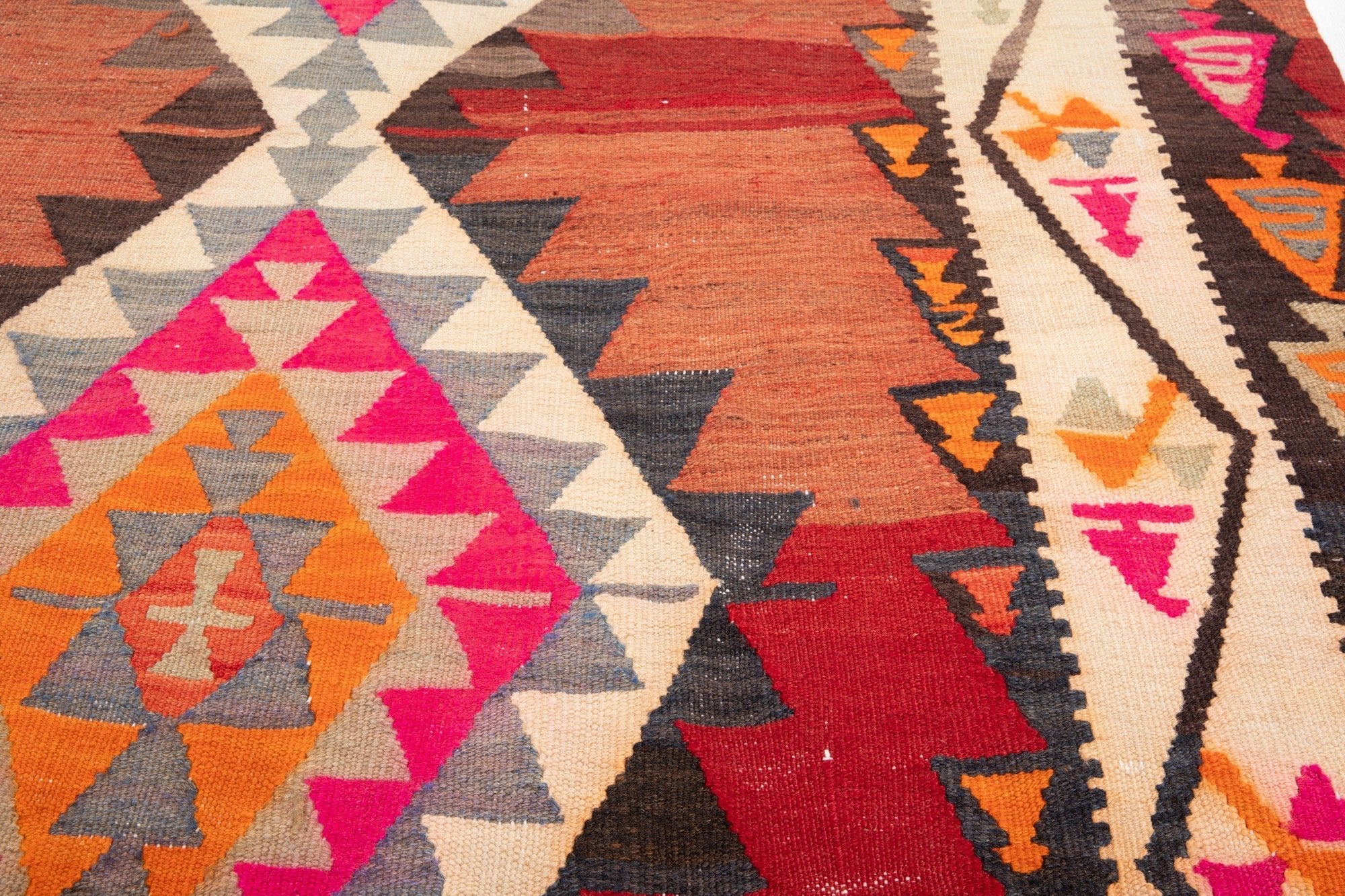 Handwoven Vintage Wool Kilim Rug – 13' 3" x 4' 10" (403 x 147 cm) - Yasi & Fara