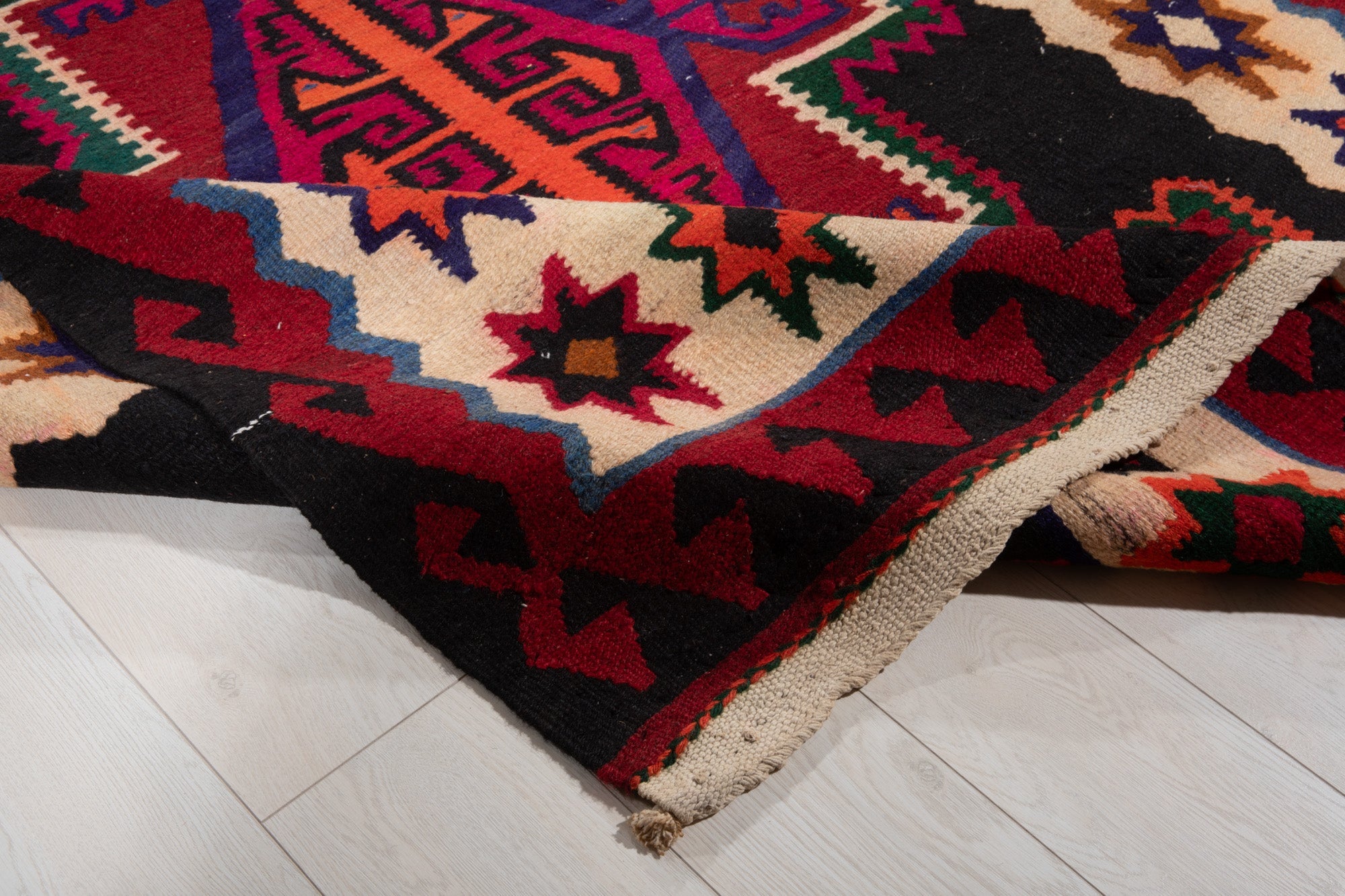 Handwoven Vintage Wool Kilim Rug – 13' 5" x 5' 2" (409 × 158 cm) - Yasi & Fara