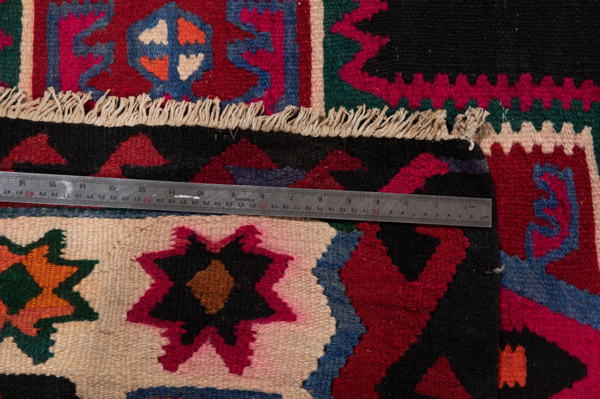 Handwoven Vintage Wool Kilim Rug – 13' 5" x 5' 2" (409 × 158 cm) - Yasi & Fara