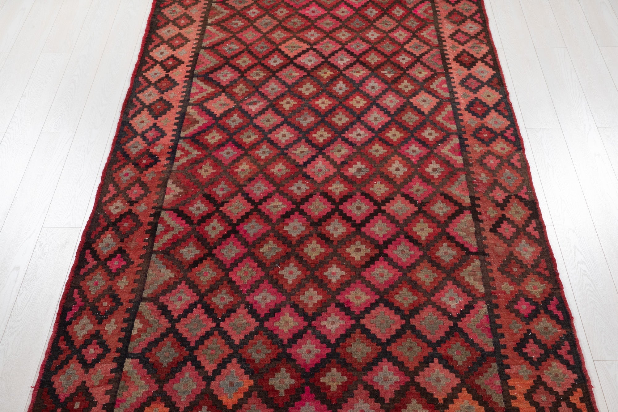 Handwoven Vintage Wool Kilim Runner Rug – 16' 5" x 5' 6" (501 × 168 cm) - Yasi & Fara