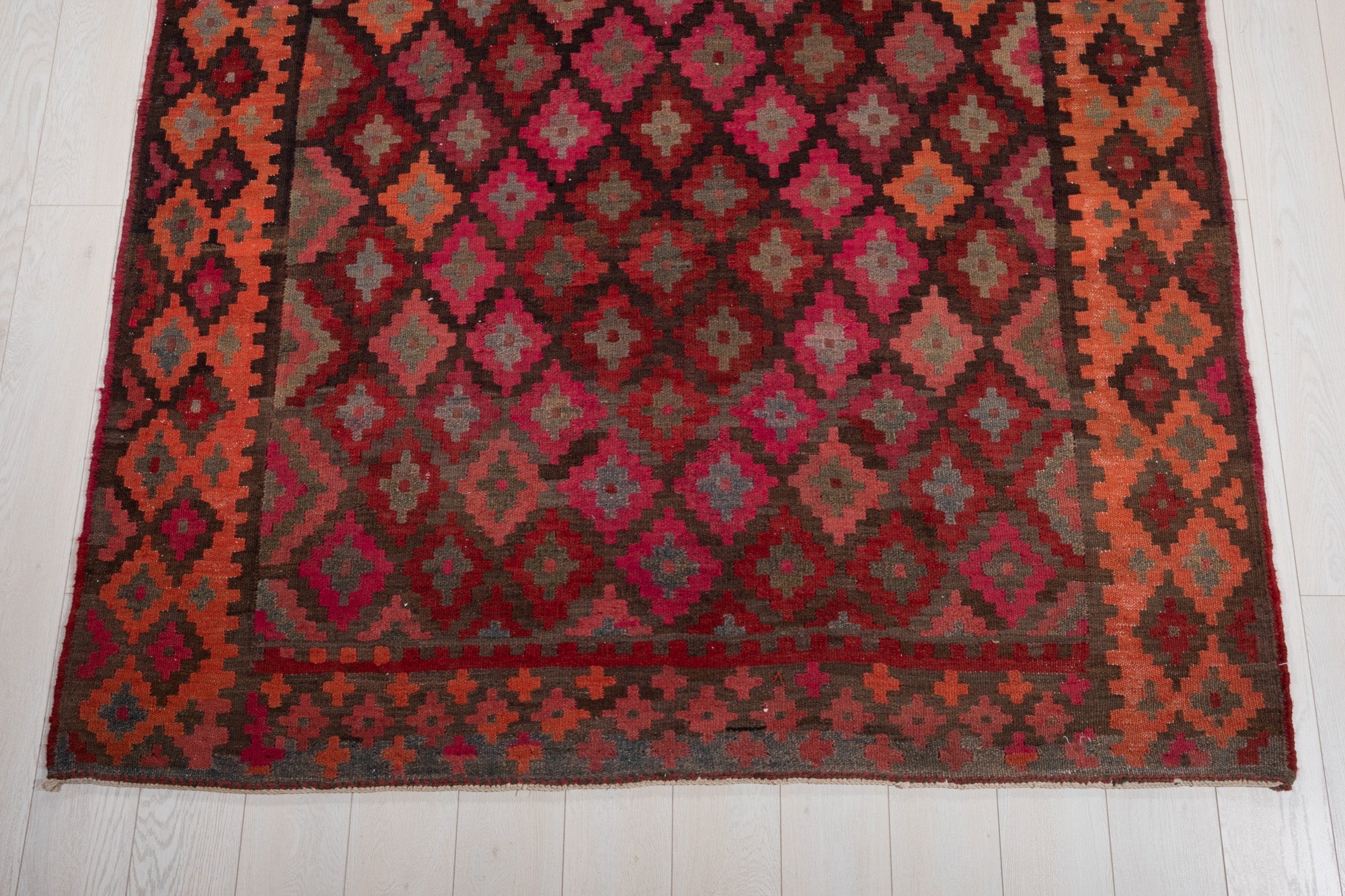 Handwoven Vintage Wool Kilim Runner Rug – 16' 5" x 5' 6" (501 × 168 cm) - Yasi & Fara