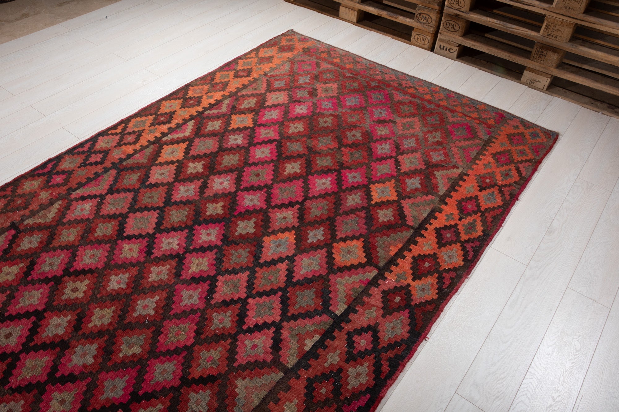 Handwoven Vintage Wool Kilim Runner Rug – 16' 5" x 5' 6" (501 × 168 cm) - Yasi & Fara