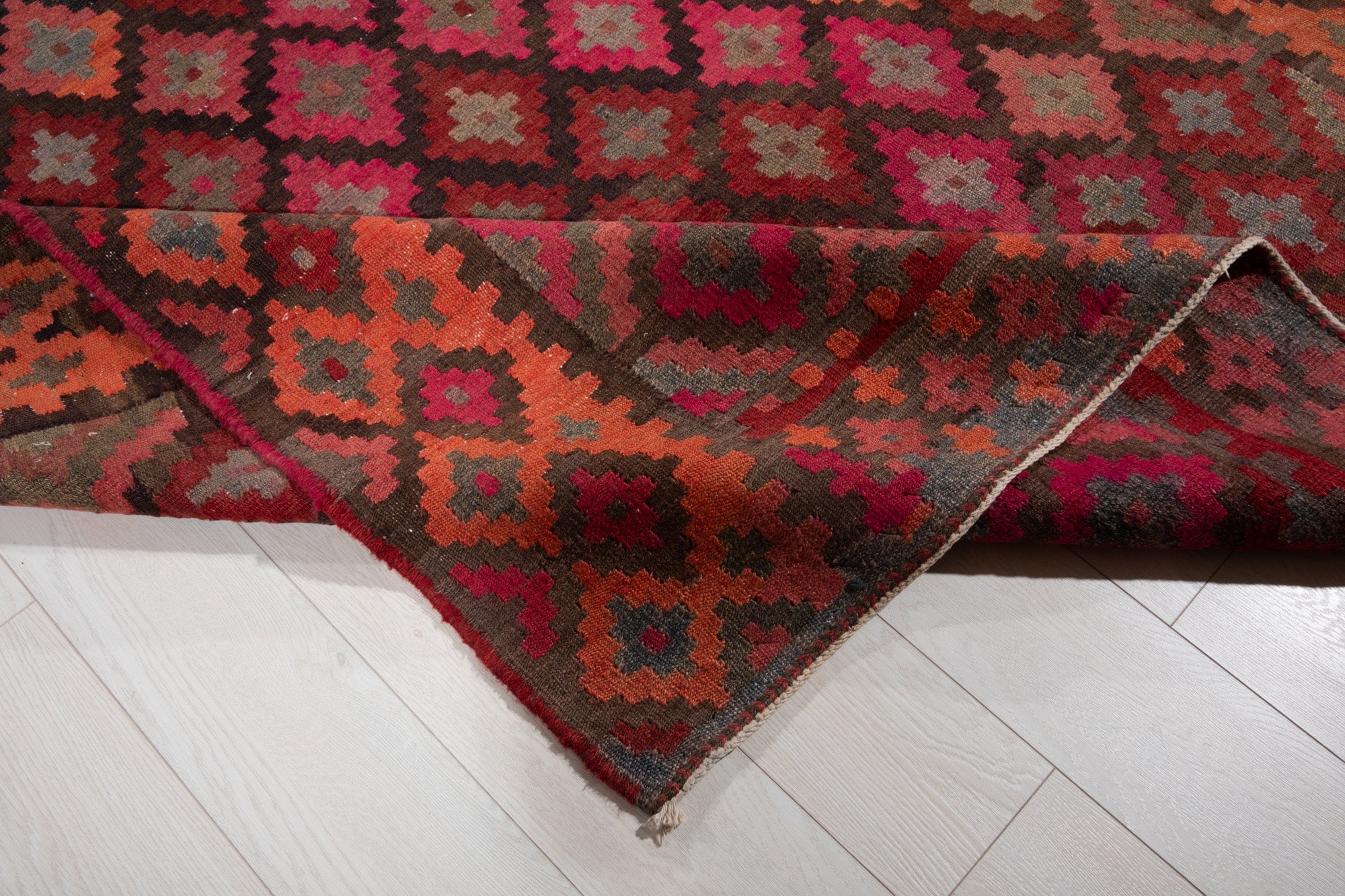 Handwoven Vintage Wool Kilim Runner Rug – 16' 5" x 5' 6" (501 × 168 cm) - Yasi & Fara
