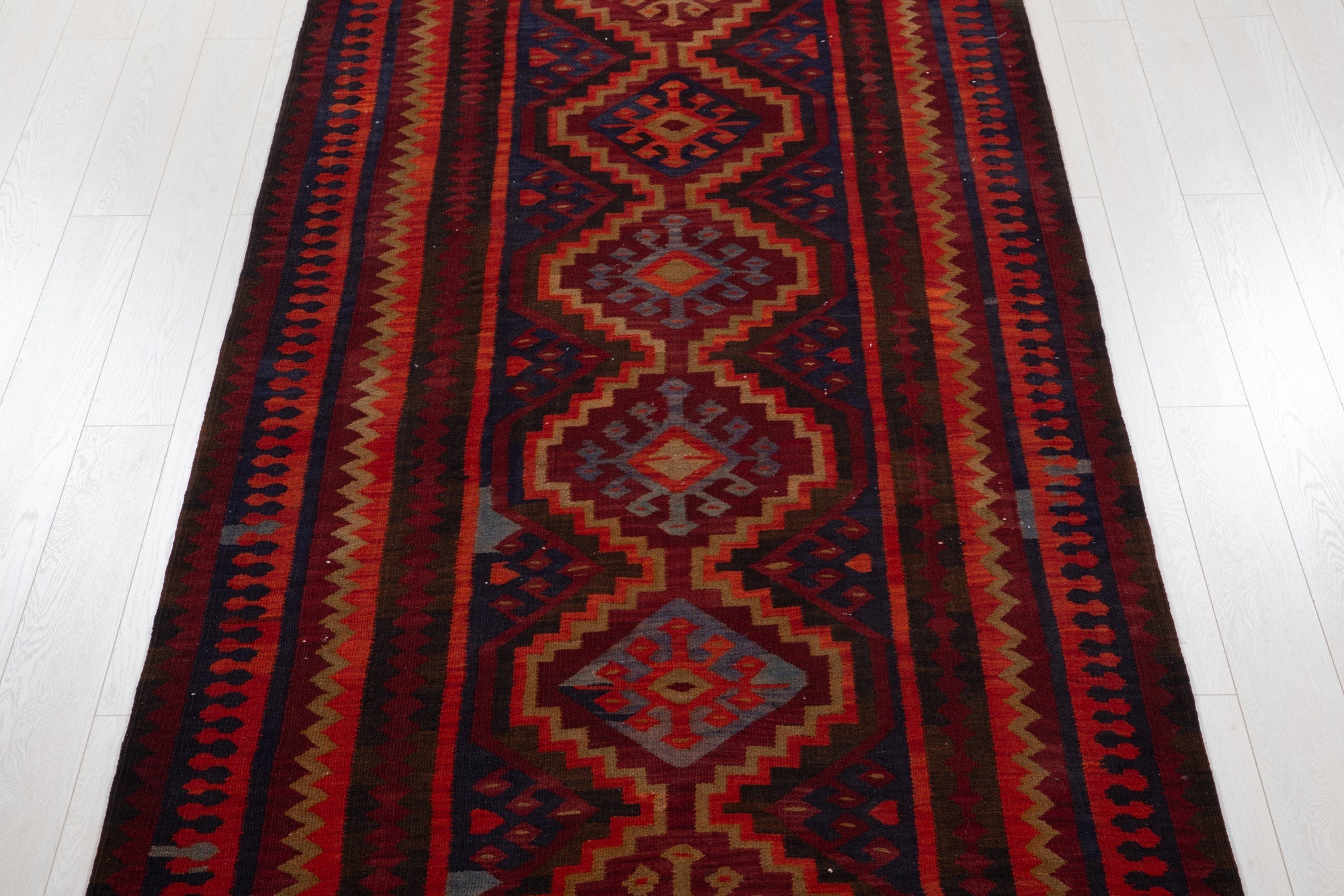 Handwoven Vintage Wool Kilim Runner Rug – 14' 7" x 4' 11" (445 × 150 cm) - Yasi & Fara