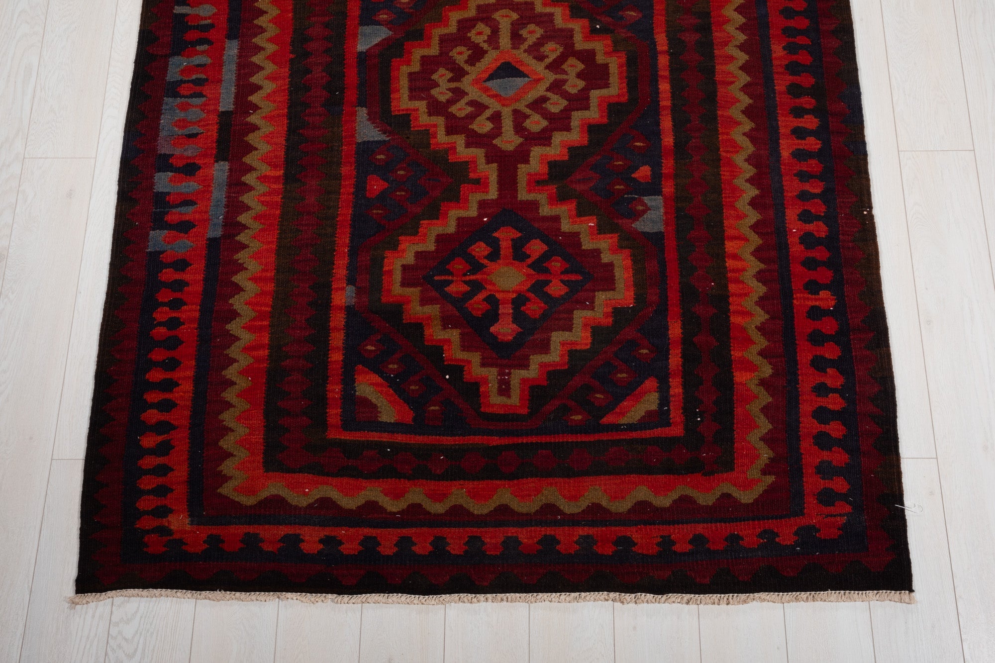 Handwoven Vintage Wool Kilim Runner Rug – 14' 7" x 4' 11" (445 × 150 cm) - Yasi & Fara