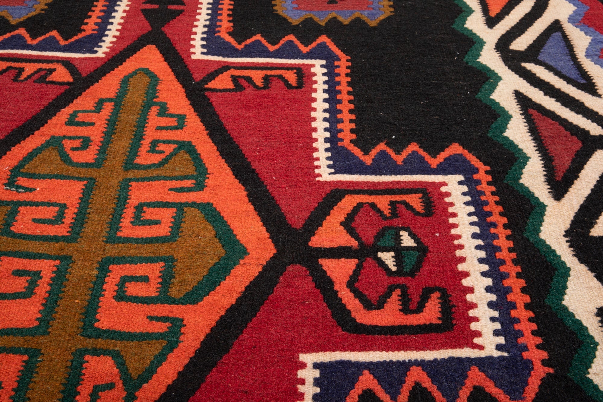 Handwoven Vintage Wool Kilim Rug – 13' 11" x 5' 4" (425 × 162 cm) - Yasi & Fara