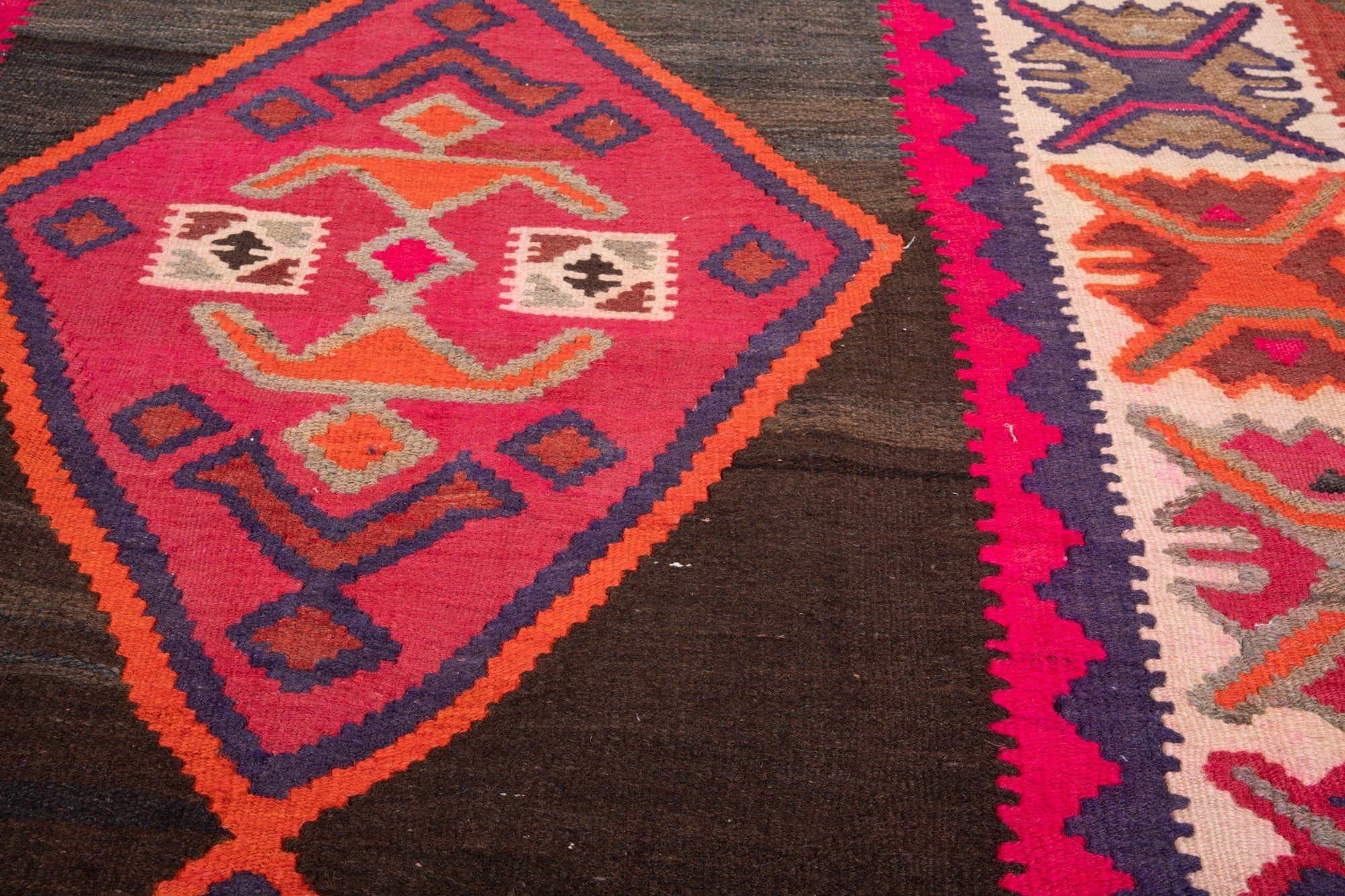 Handwoven Vintage Wool Kilim Rug – 13' 2" x 5' 3" (402 × 161 cm) - Yasi & Fara