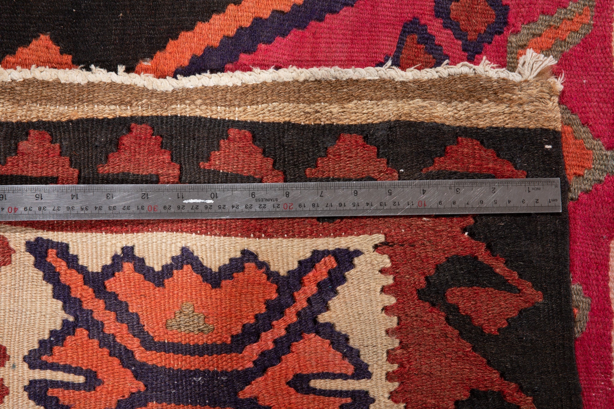 Handwoven Vintage Wool Kilim Rug – 13' 2" x 5' 3" (402 × 161 cm) - Yasi & Fara