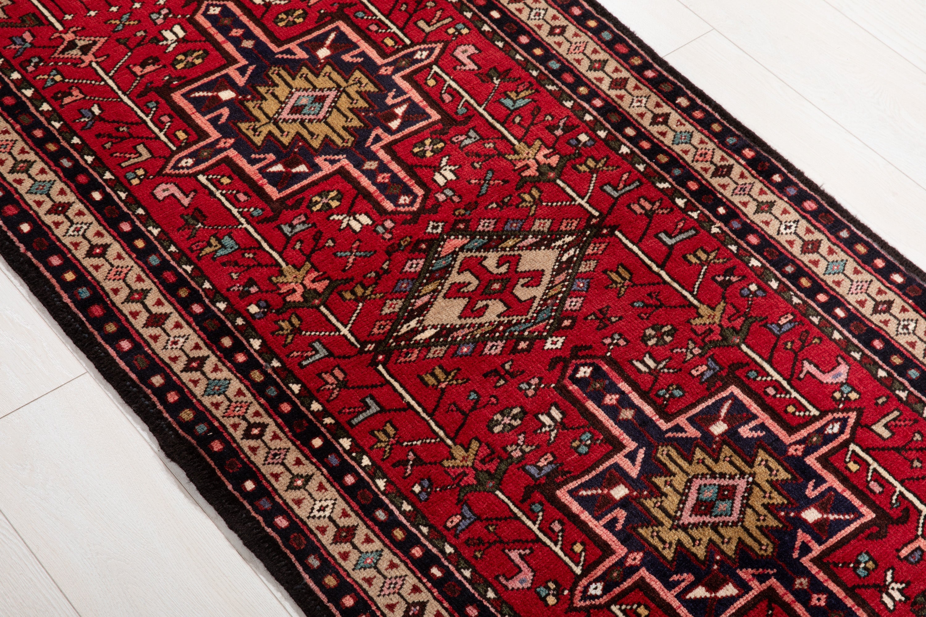 Hand-Knotted Vintage Wool Runner Rug – 12' 11" x 2' 7" (394 x 78 cm) - Yasi & Fara