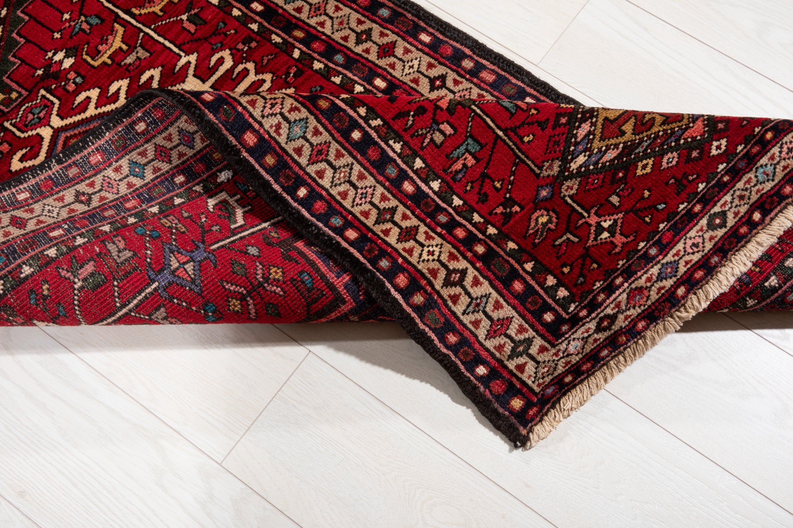 Hand-Knotted Vintage Wool Runner Rug – 12' 11" x 2' 7" (394 x 78 cm) - Yasi & Fara