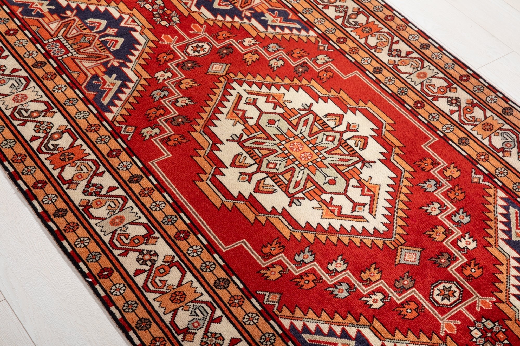 Hand-Knotted Vintage Wool Runner Rug – 10' 8" x 3' 10" (325 × 116 cm) - Yasi & Fara