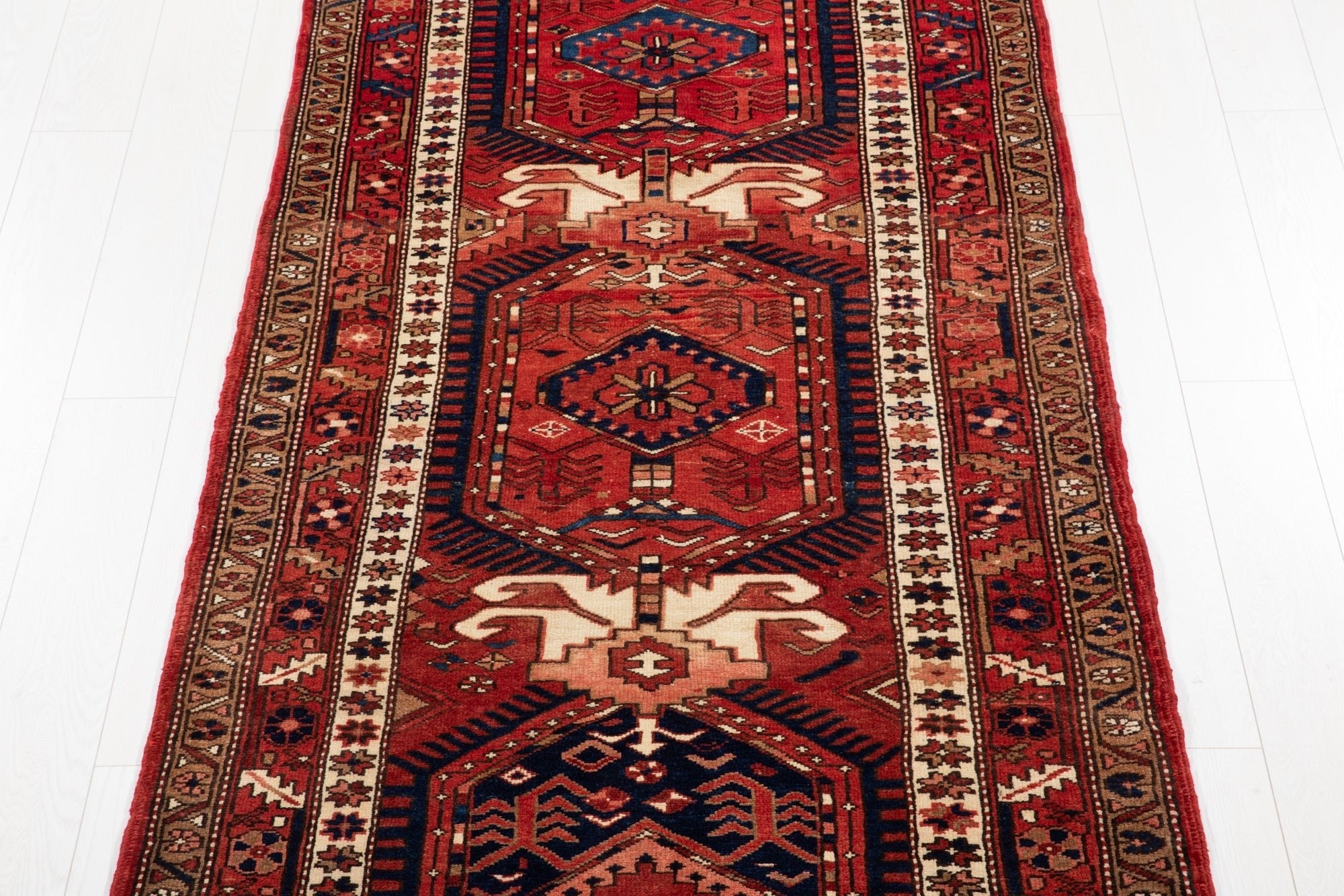 Hand-Knotted Vintage Wool Runner Rug – 13' 9" x 3' 10" (419 × 116 cm) - Yasi & Fara