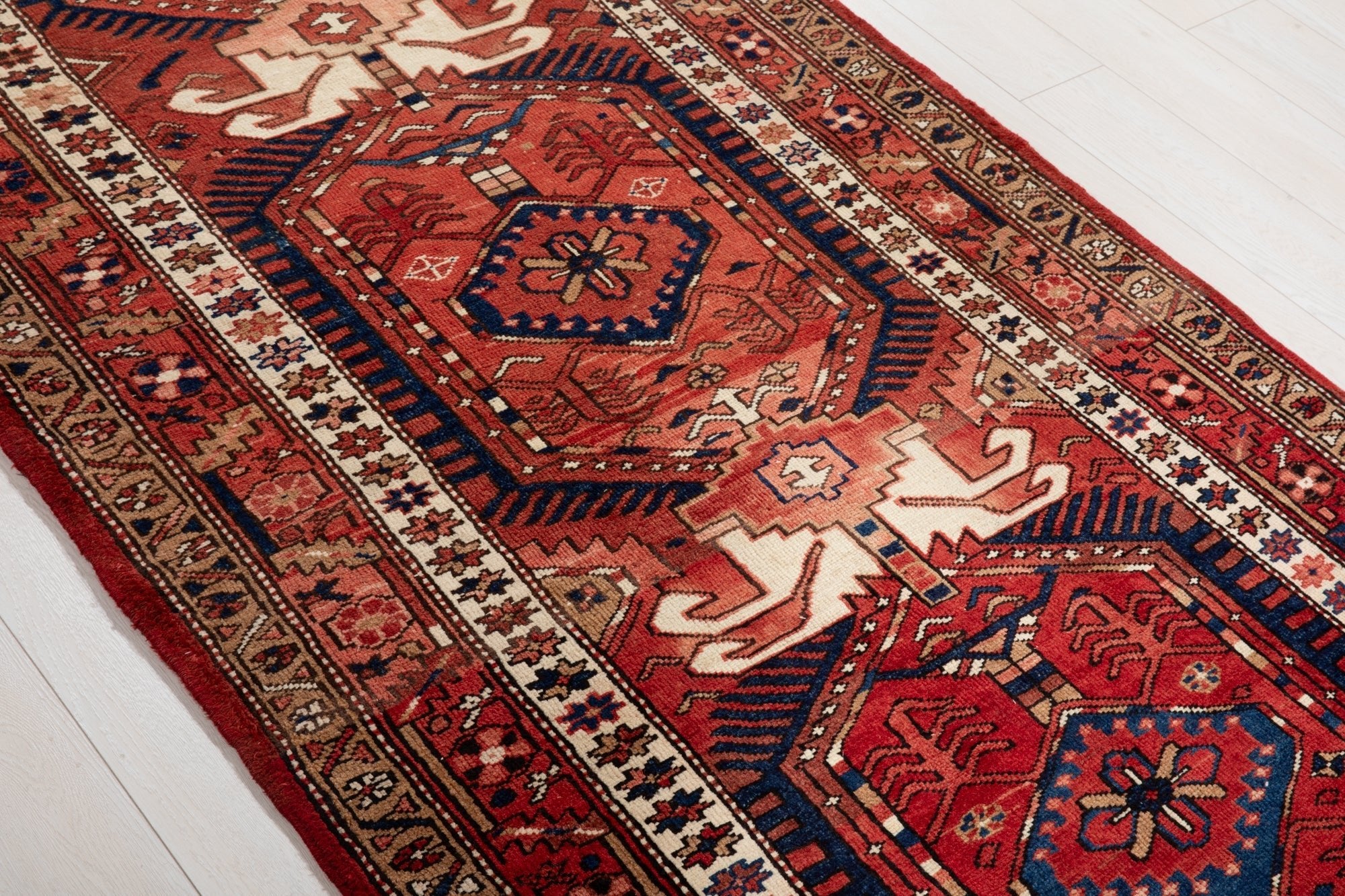 Hand-Knotted Vintage Wool Runner Rug – 13' 9" x 3' 10" (419 × 116 cm) - Yasi & Fara