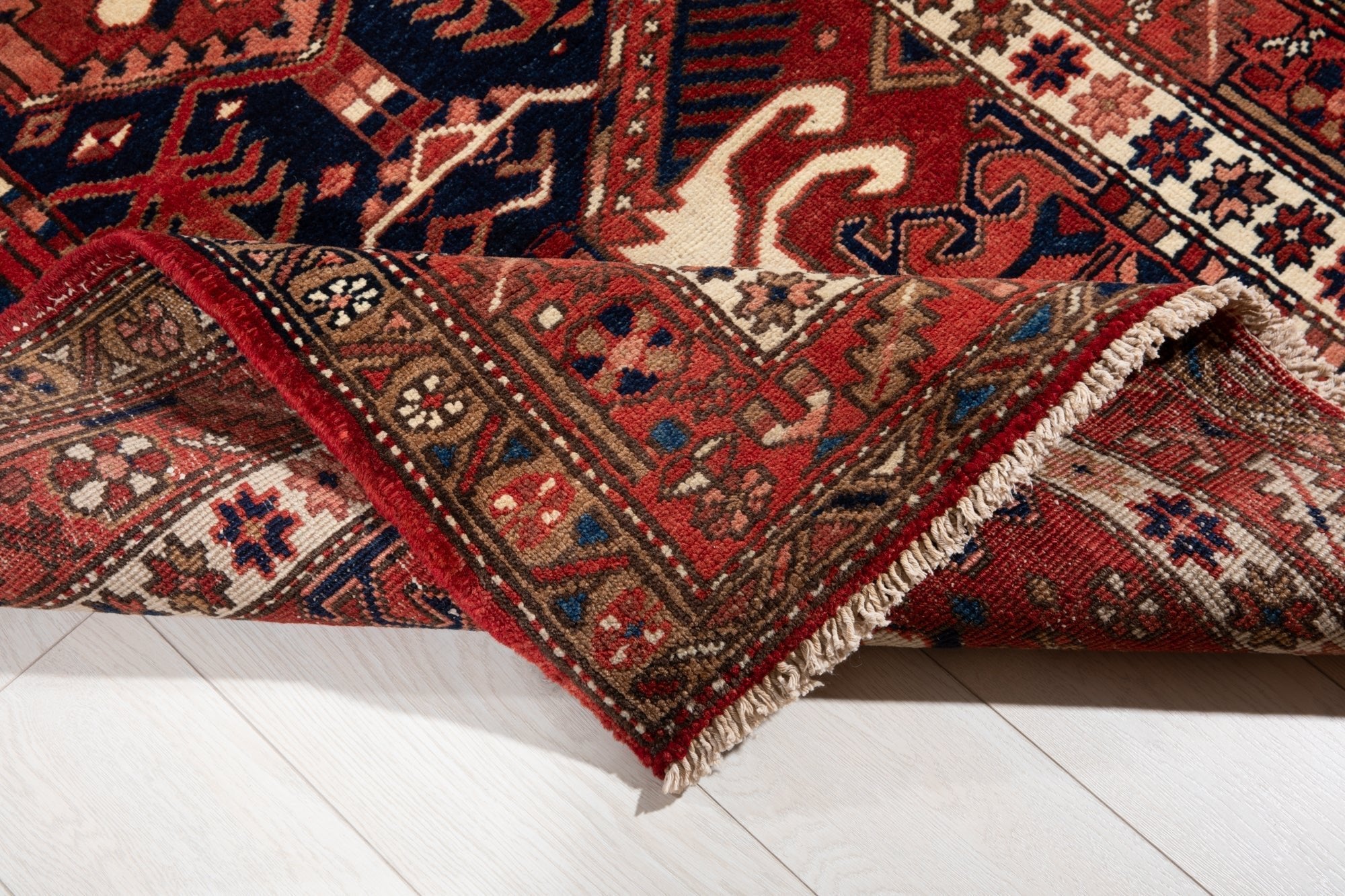 Hand-Knotted Vintage Wool Runner Rug – 13' 9" x 3' 10" (419 × 116 cm) - Yasi & Fara