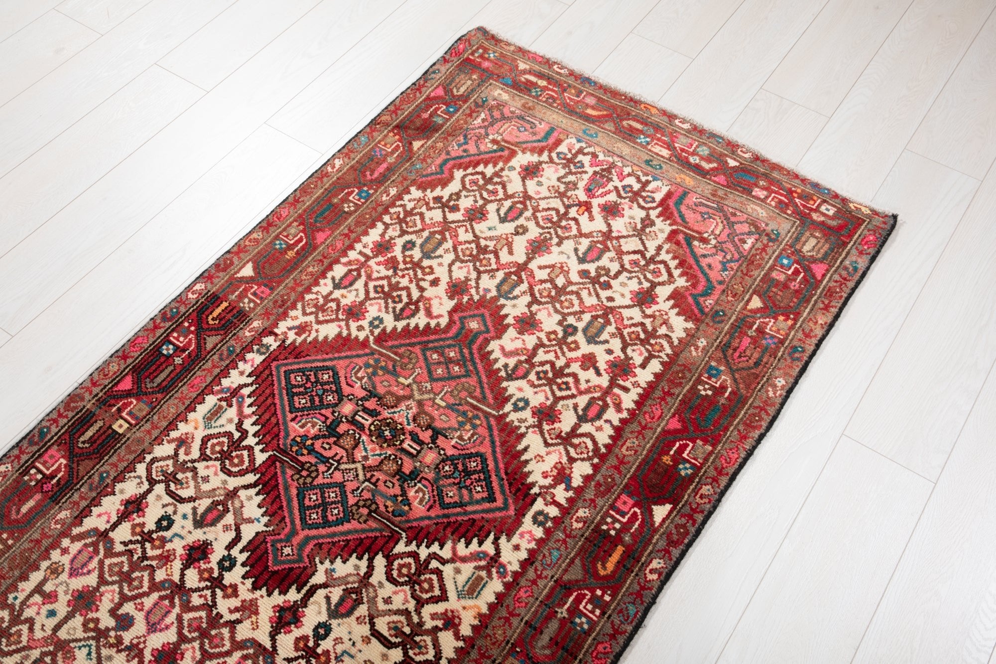 Hand-Knotted Vintage Wool Runner Rug – 10' 6" x 2' 11" (319 × 90 cm) - Yasi & Fara