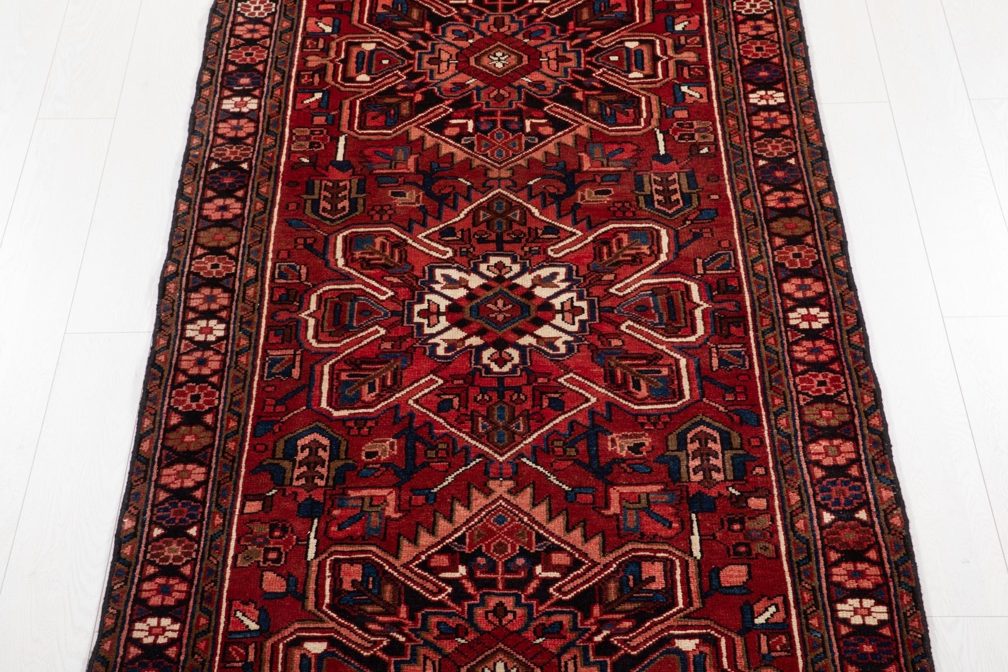 Hand-Knotted Vintage Wool Runner Rug – 10' 8" x 3' 10" (326 × 117 cm) - Yasi & Fara